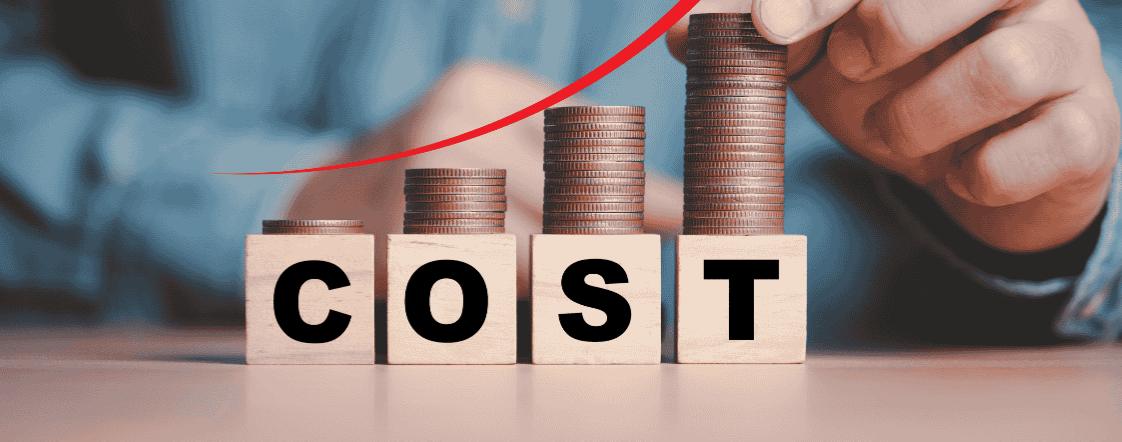 Stacks of coins where each stack is larger than the previous, demonstrating increasing costs