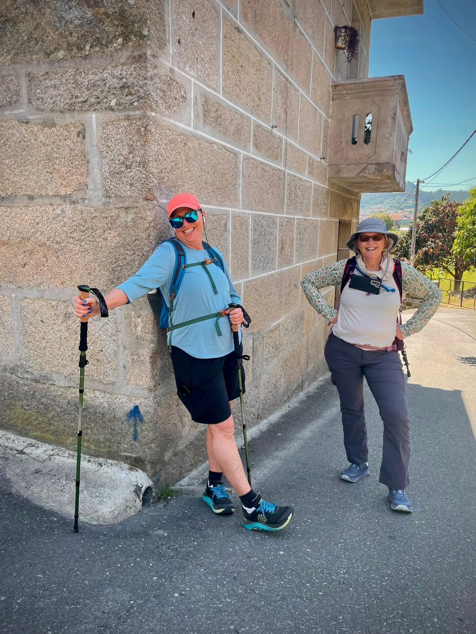 Women taking a break while walking the camino de santiago portuguese way