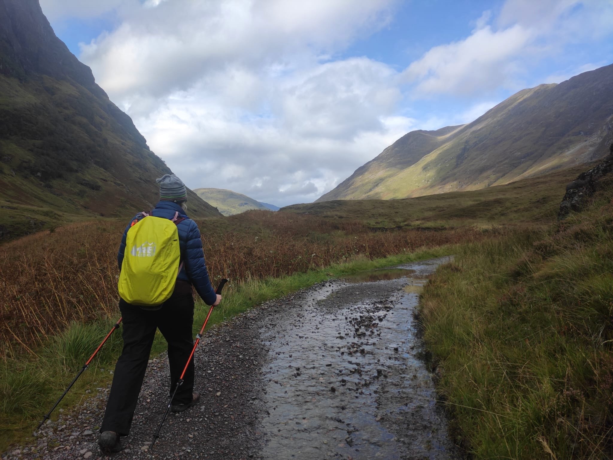 Solo woman hiking in Glencoe in the Scottish Highlands