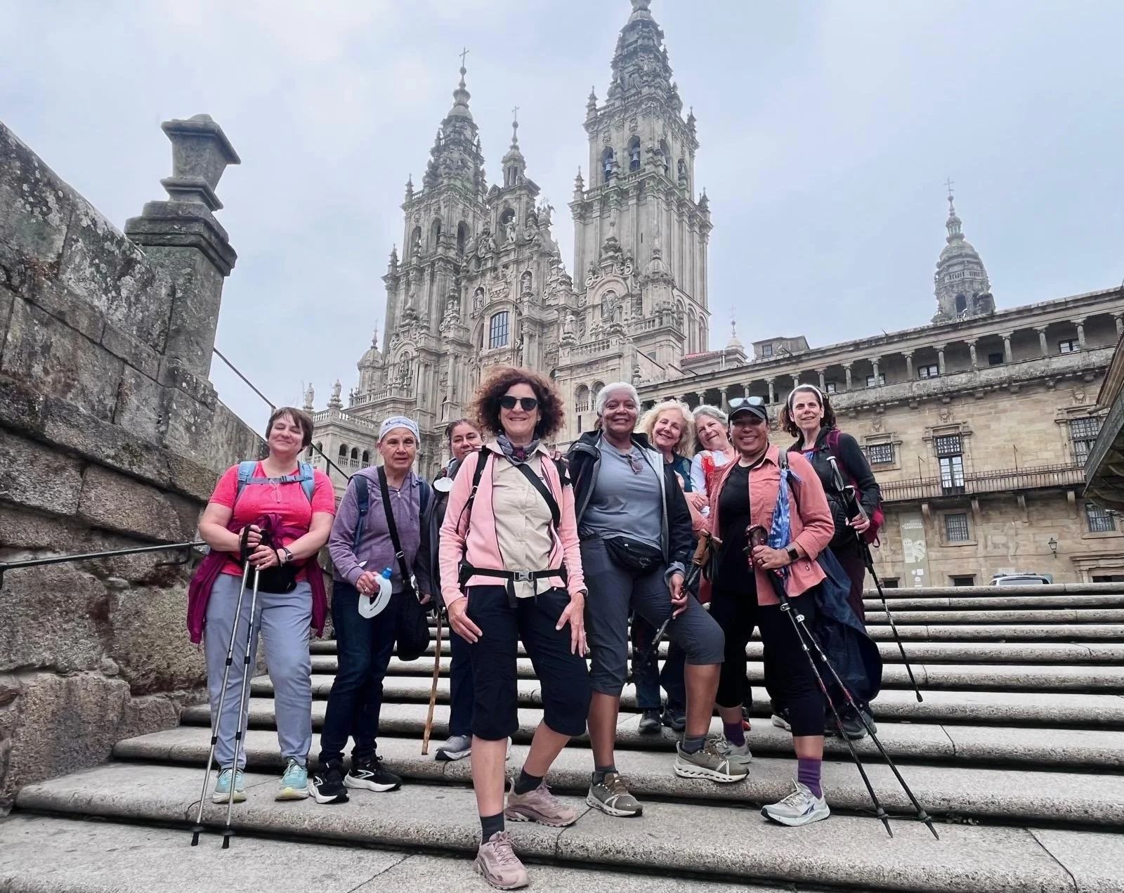 Group of women travelers arriving in Santiago