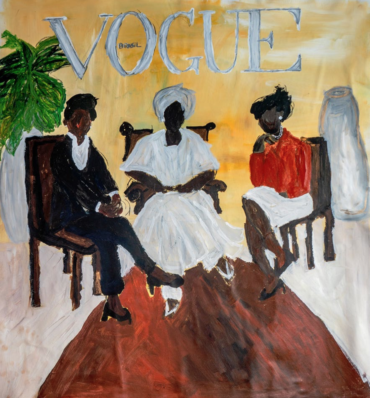 Antonieta De Barros (Vogue Brasil), Acrylic, oil pastel and coal on canvas, 70 x 100 cm, 2020