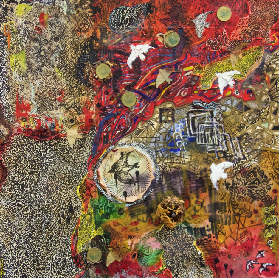 Beirut and the Birds, mixed media, 50 x 50 cm, 2012