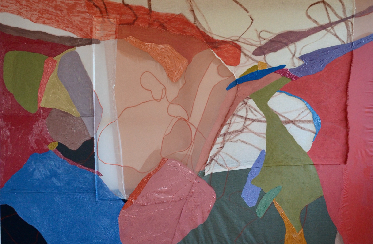 Untitled (Overlooking Loch Muik), Oil paint, oil pastel and encaustic medium on mixed materials, 183x125cm,  2020