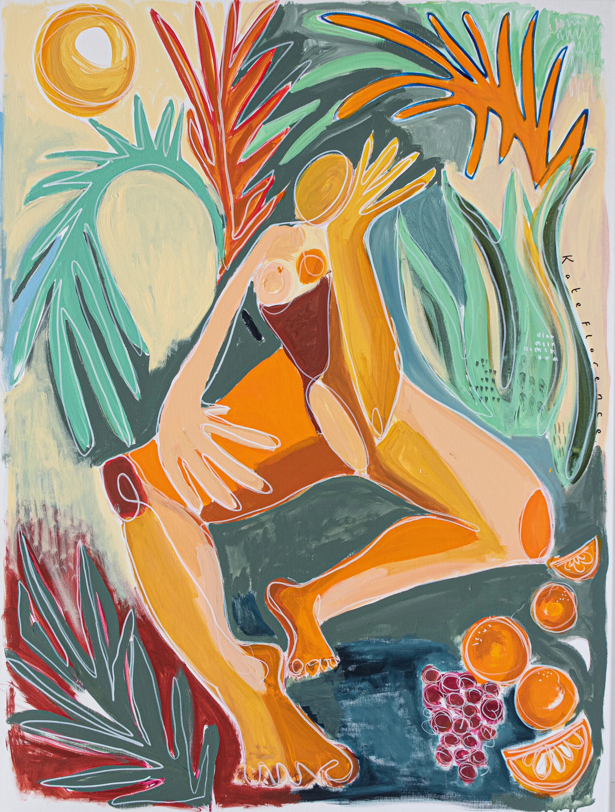 Sun basker, acrylic on canvas, 91 x 122 cm