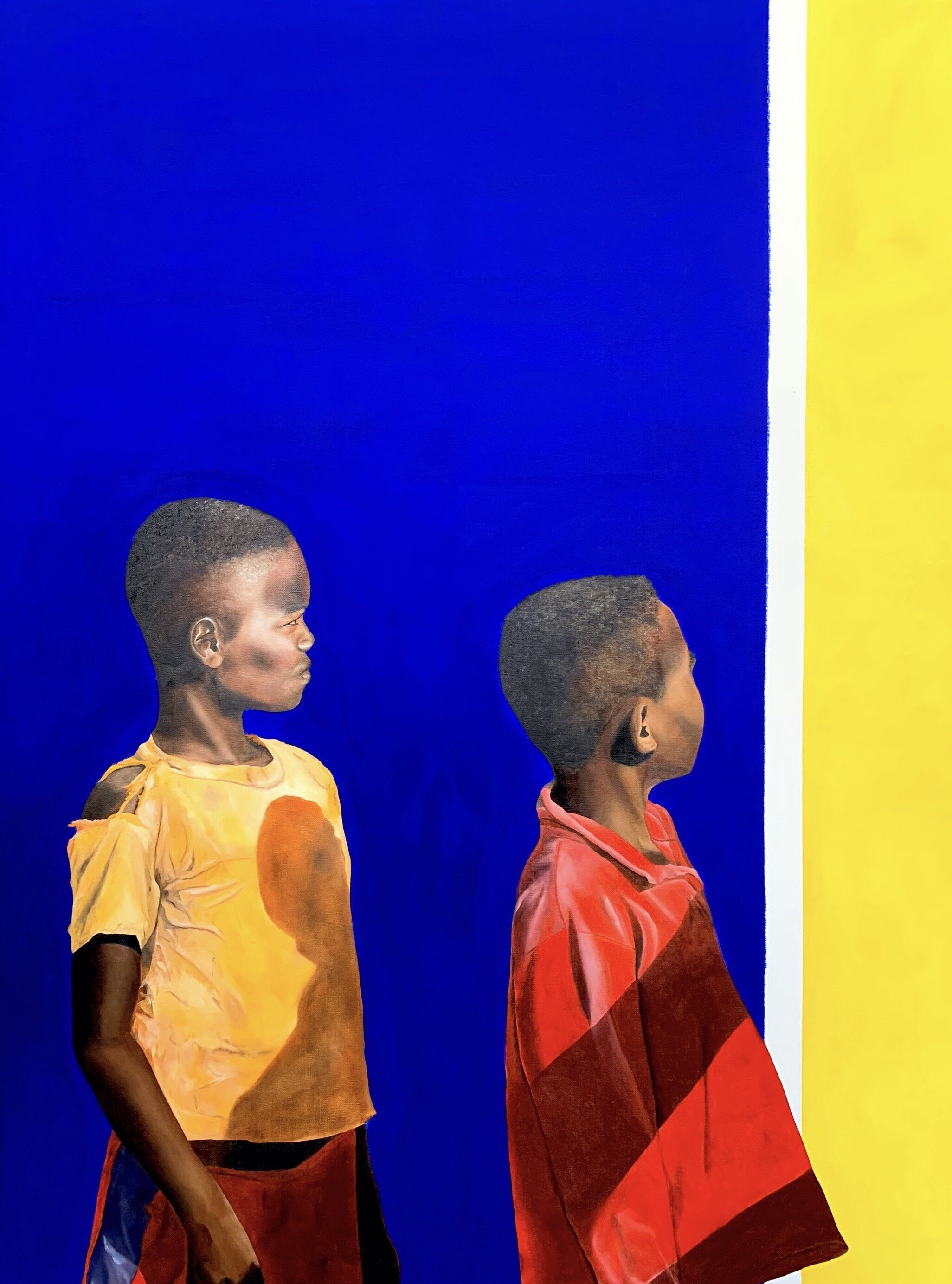 Kids of Morondava, oil &amp; acrylics on linen, 2020, 130x97cm