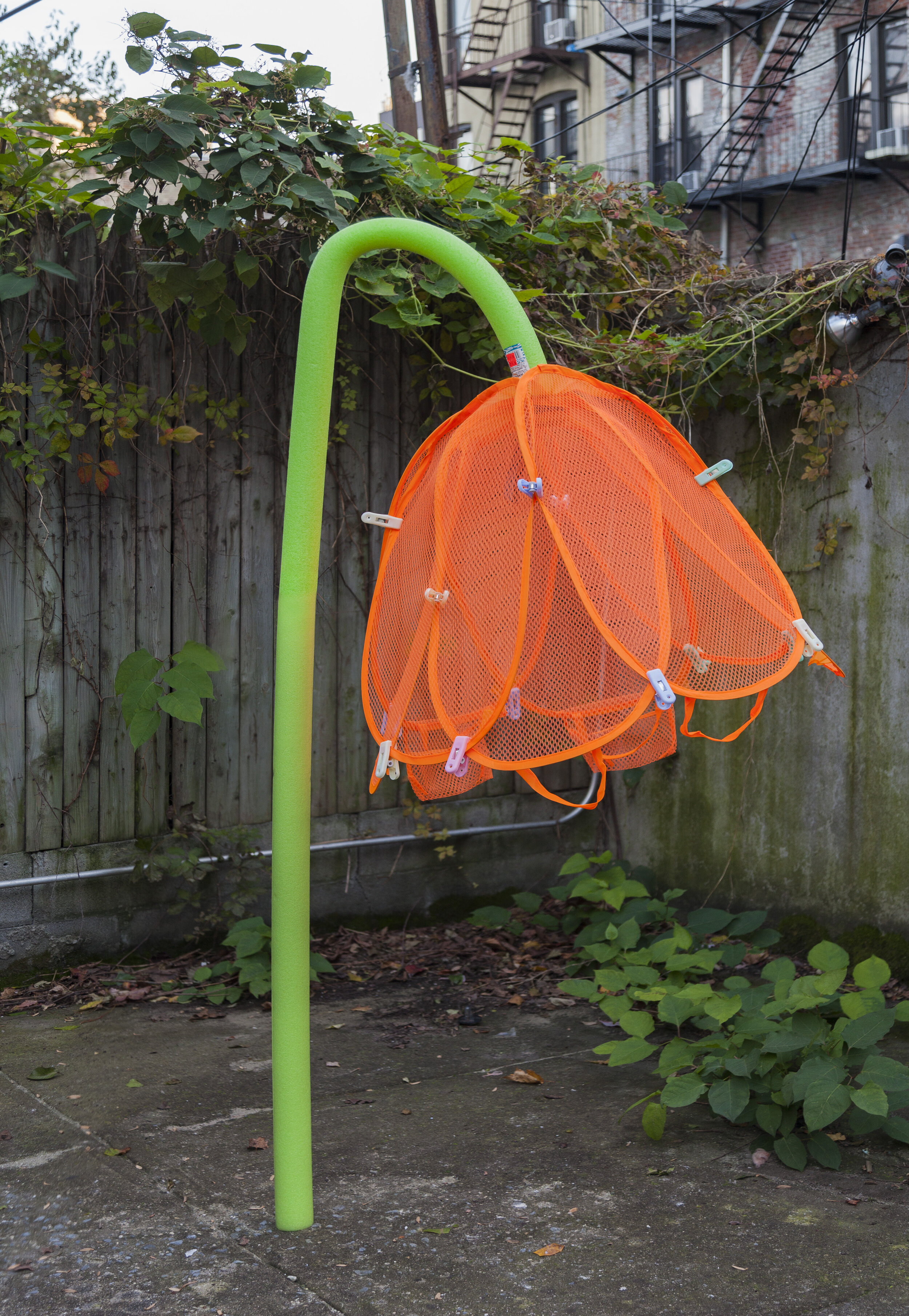 "Pardon Our Appearance", Laundry hampers, pool noodle, metal clips, hardware, size varies, 2018