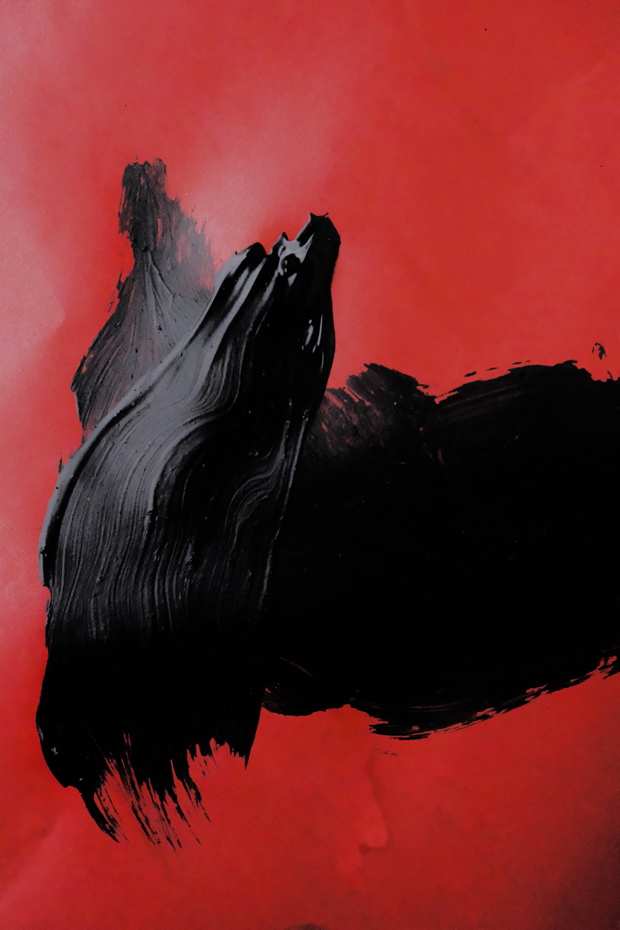 Diptych (1), The Mountain Stream, acrylic, acrylic spray, vinyl glue, charcoal on canvas, 2020