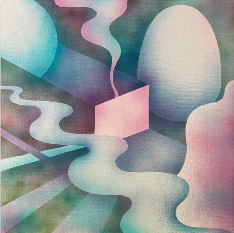 Large Egg #3. Acrylic on canvas board 30.5 x 30.5cm, 2016. Source: Sapling Gallery.