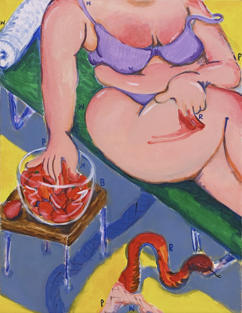 Olivia Sterling, 'Lady Tanning With Strawberries,' 2021. Photo courtesy of Guts Gallery and Olivia Sterling. 