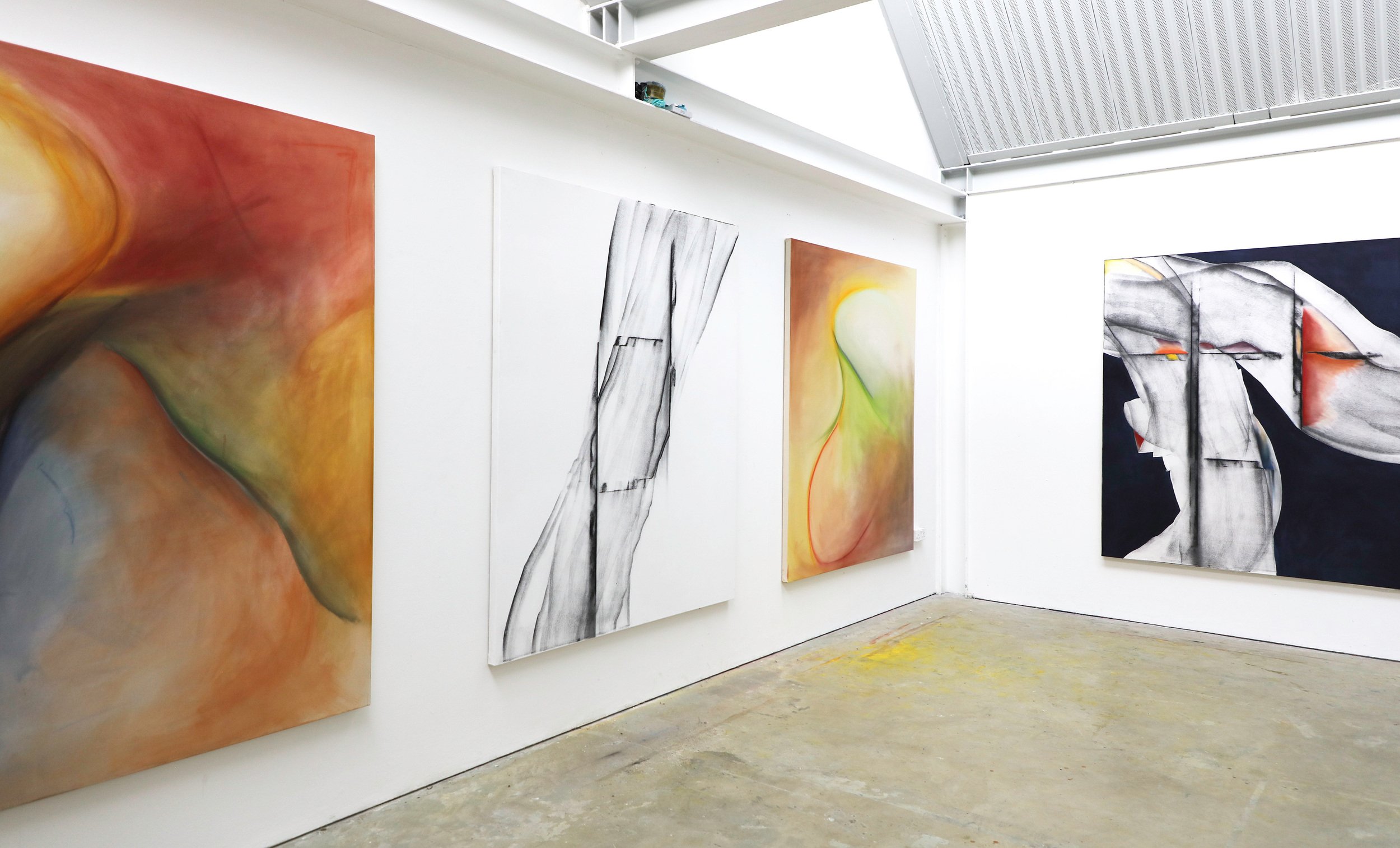 'Color Gesture' series. Soft pastel, charcoal, acrylic and oil on canvas, 200 x 165 cm.
