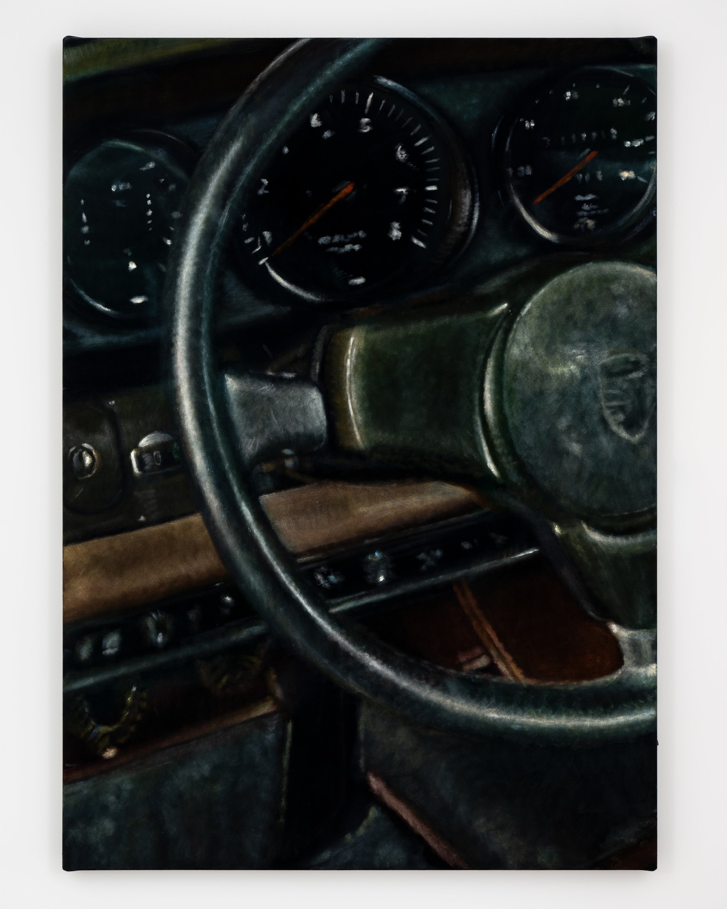 Issy Wood, Speeding / losing my touch, 2022. Oil on velvet . Photo Courtesy: Lafayette Anticipations.