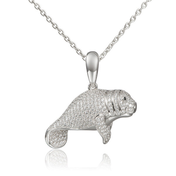 Manatee Necklace Silver Manatee Charm Necklace Silver Manatee Jewelry Beach Jewelry