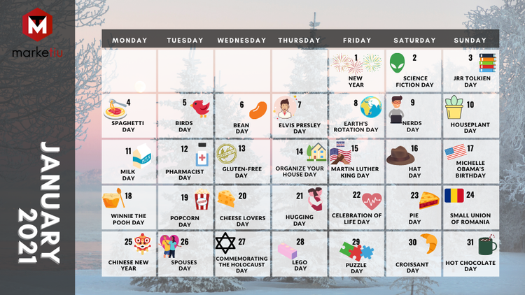 31 Day Content Calendar January 31 Day Content Calendar January