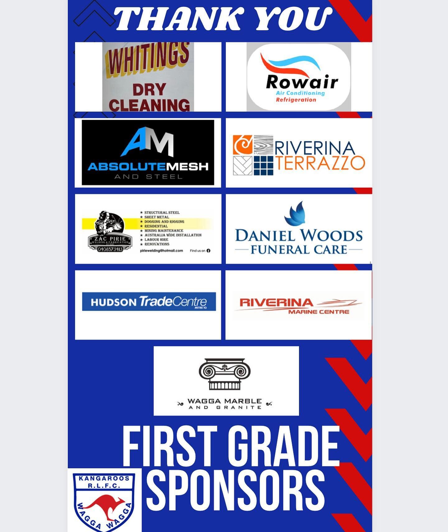 💙❤️ Wagga Kangaroos continue this week to thank all of our amazing Sponsors.

👏 We appreciate your support of the mighty Wagga Kangaroos and encourage the Roos family to express their gratitude the next time you support these businesses.

 🙌 First