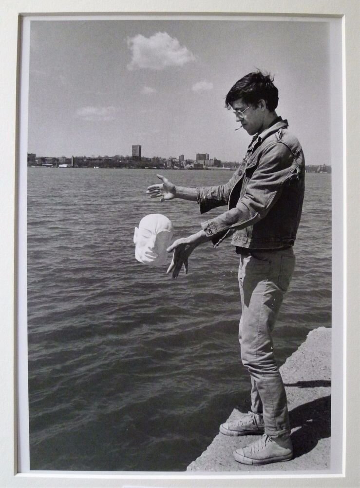  David Wojnarowicz tossing a plaster  Metamorphosis  cast into the Hudson,1984. Photo: Eric Kroll   