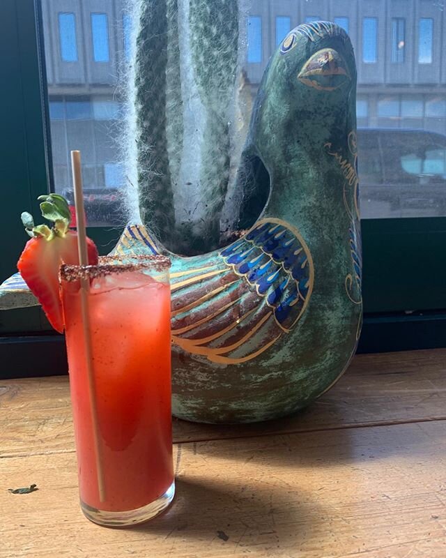 Strawberry mezcal margaritas! Pick up a pitcher or have it delivered! Shake it with ice and share with your Shelter In Place pals. #margaritas #mezcal #strawberryseason #do&ntilde;aoakland #orderonline