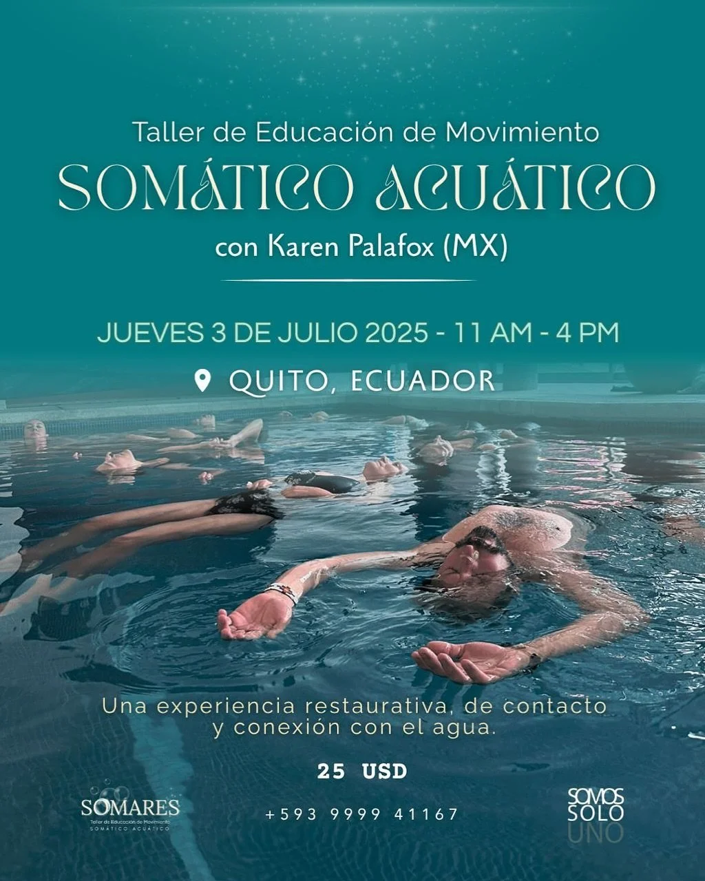 💧Taller de Educacion de MOVIMIENTO SOM&Aacute;TICO ACU&Aacute;TICO 💧

Facilita Karen Palafox de M&Eacute;XICO 🇲🇽
@embodieduniverse 

Una experiencia restaurativa de conexi&oacute;n profunda con el cuerpo, el agua y la presencia.

Exploraremos el 