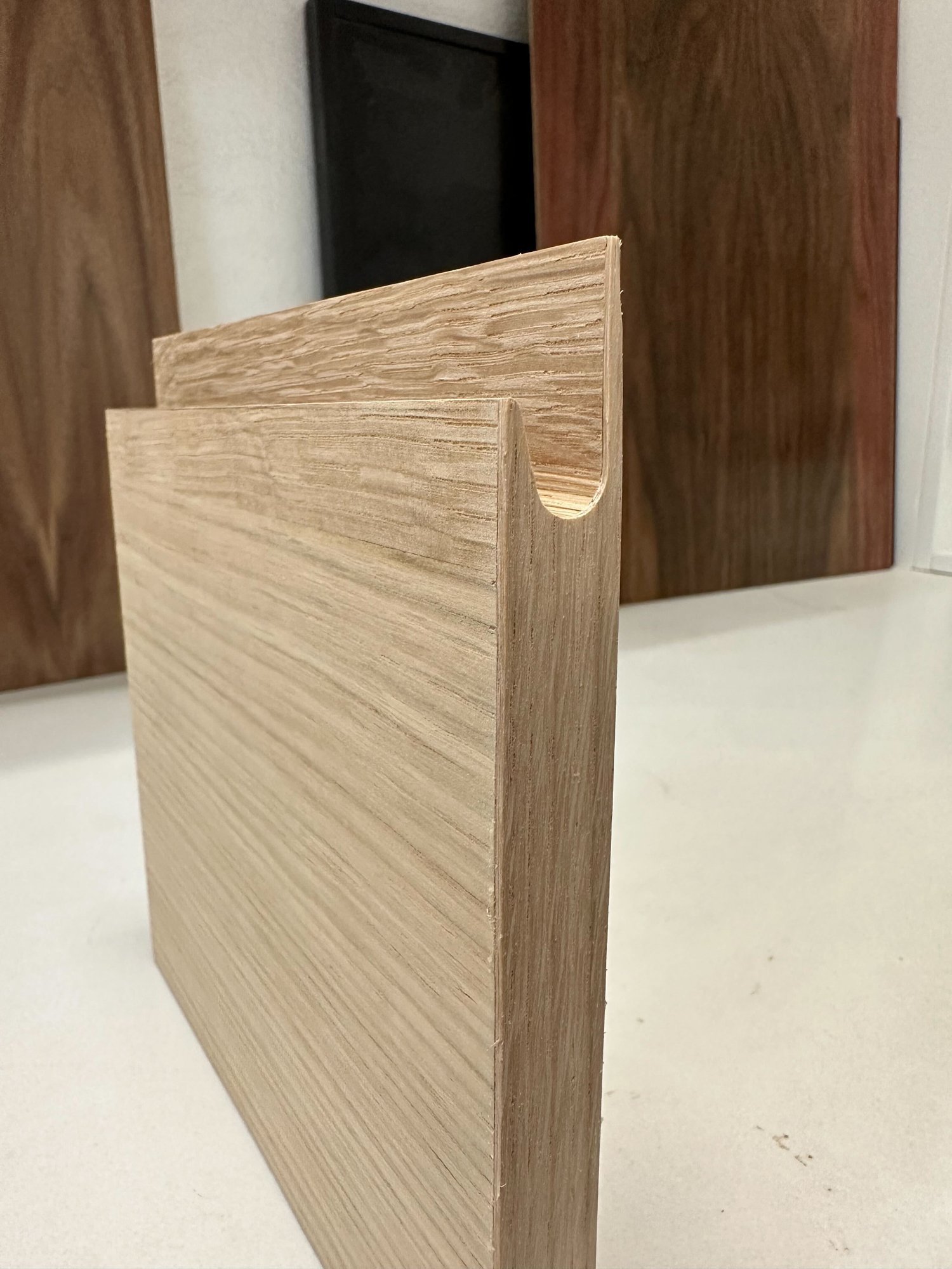 J-pull. Integrated door handle. White Oak.