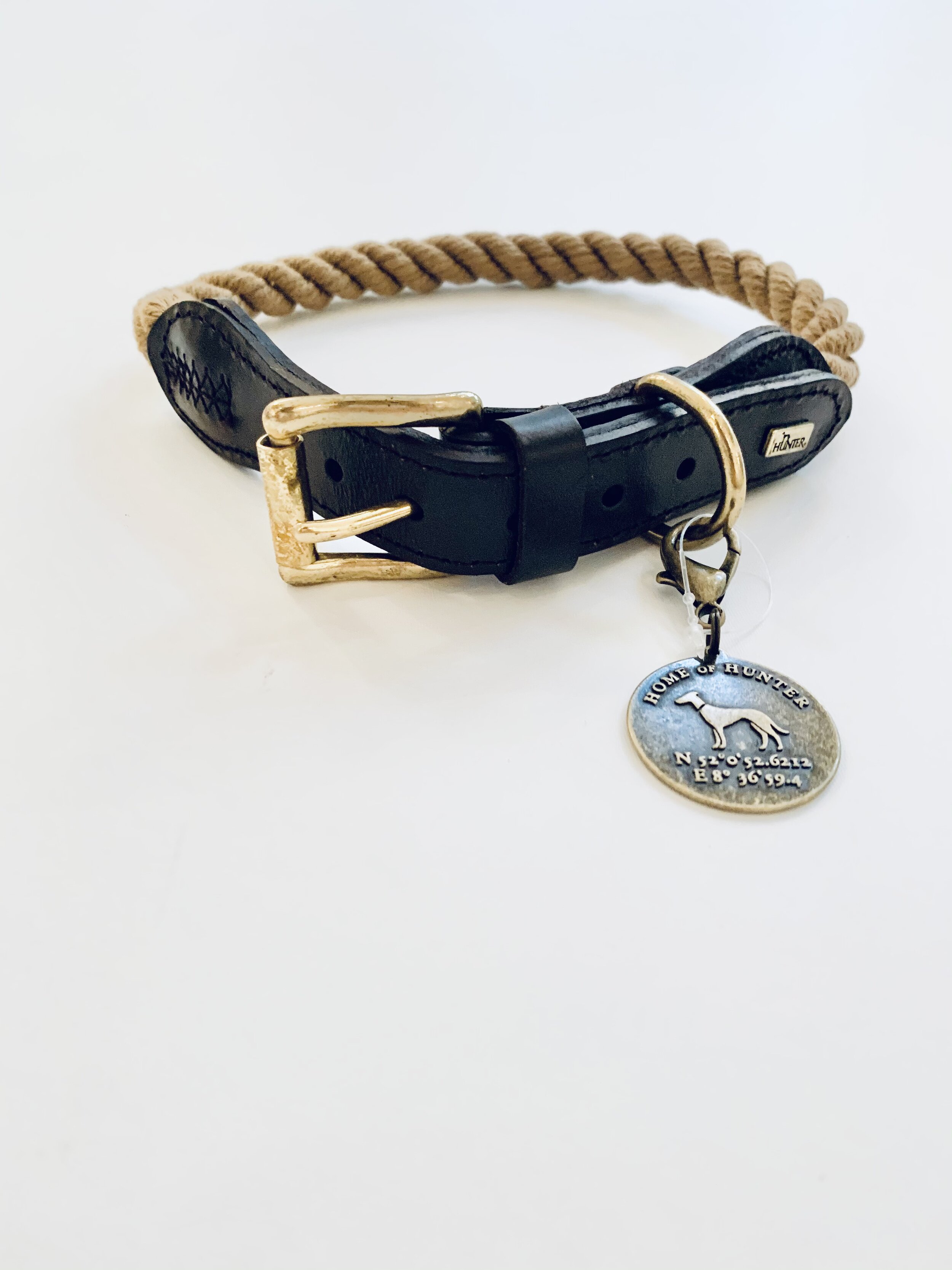 Tau Halsband mit Leder (dunkelbraun)