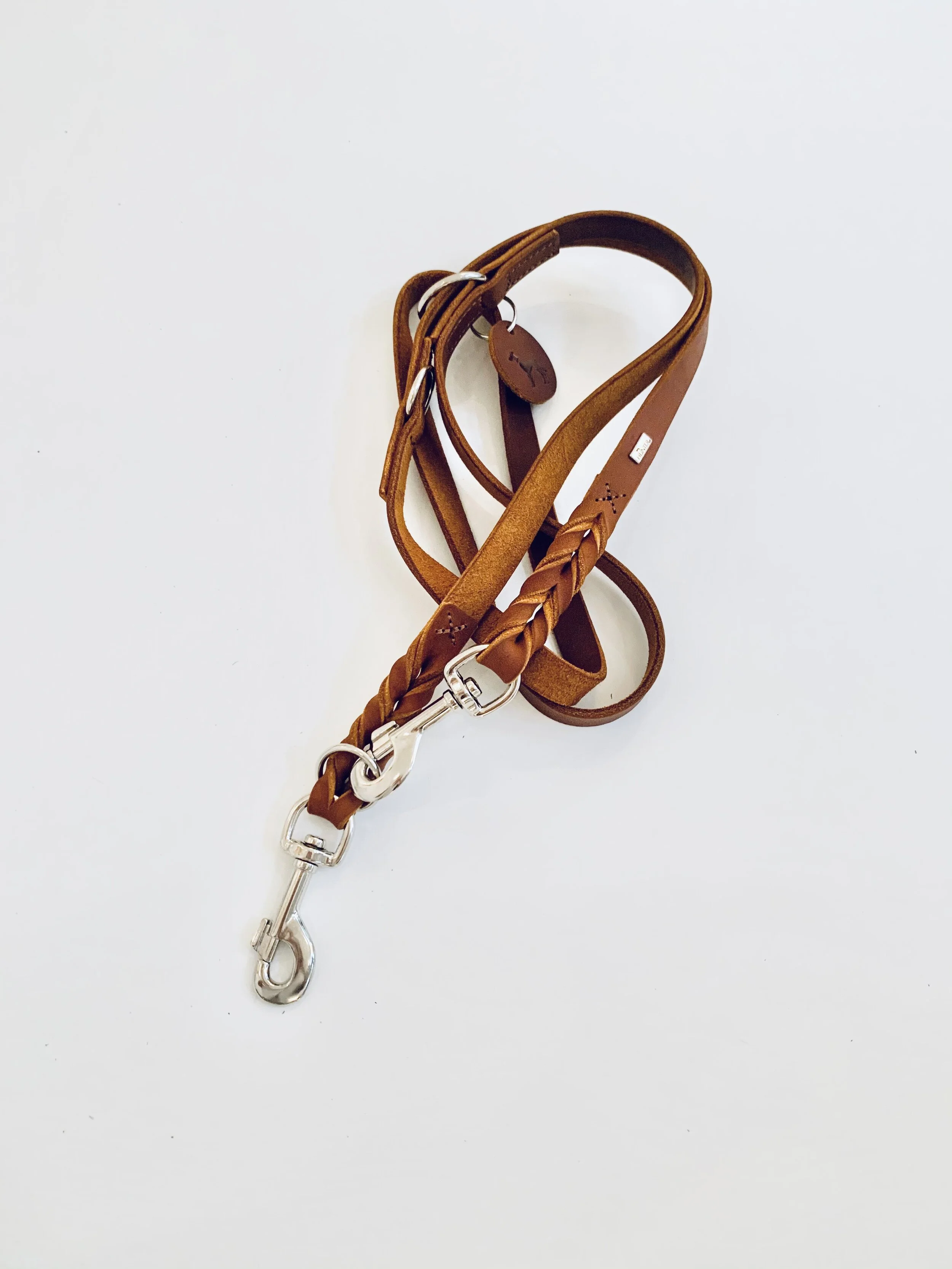 Hunter Führleine geflochten cognac (verstellbar)