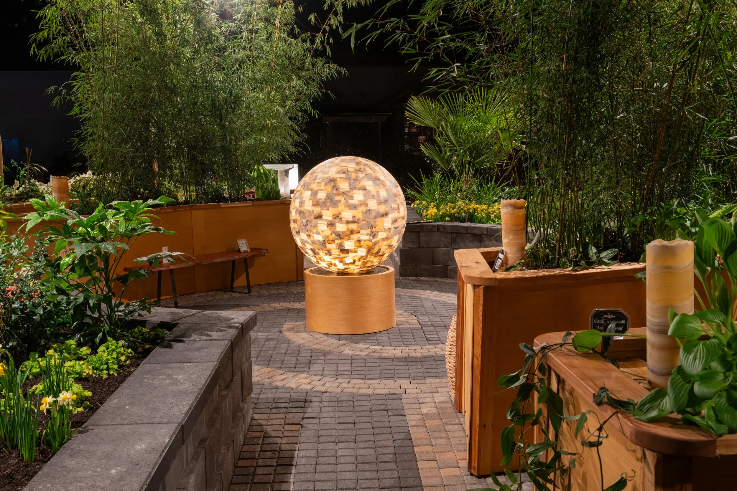 Labyrinth, Raised Planters, Bamboo
