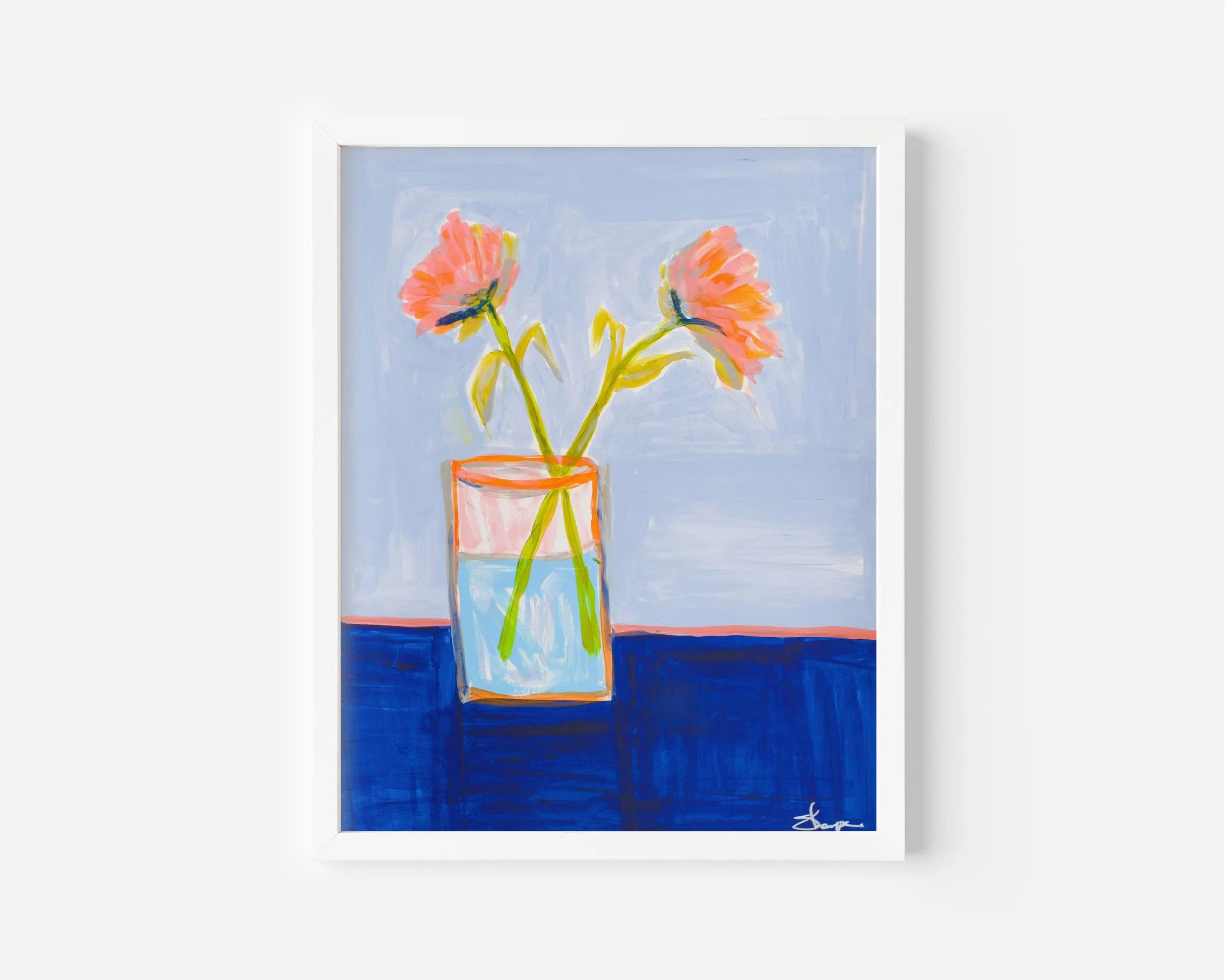 Flowers on a Blue Table