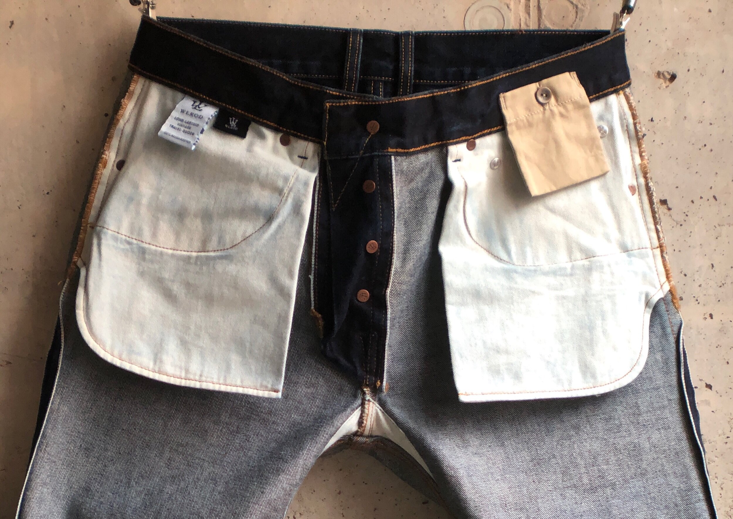 Kleding Gender-neutrale kleding volwassenen Jeans Anachronorm witte denim chore sanforized workwear katoenen jeans rode lijn selvedge made in Japan maat 32 