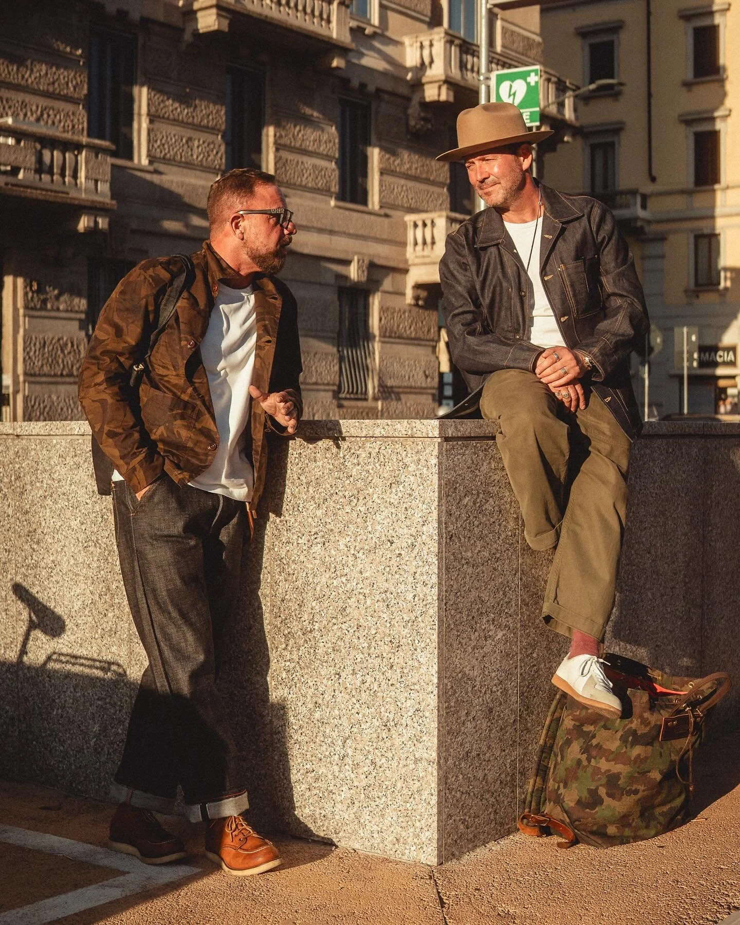 In the golden hour
13oz Camouflage Herringbone Twill Waxed Cotton (Halley Stevensons) Chore Coat
- Corozo Nut Buttons 
- Organic Cotton lining
- Made in UK

15oz Japanese Selvedge Denim (Nehon Menpu) Chore Coat - In stock
- YKK Antique Brass Donut Bu