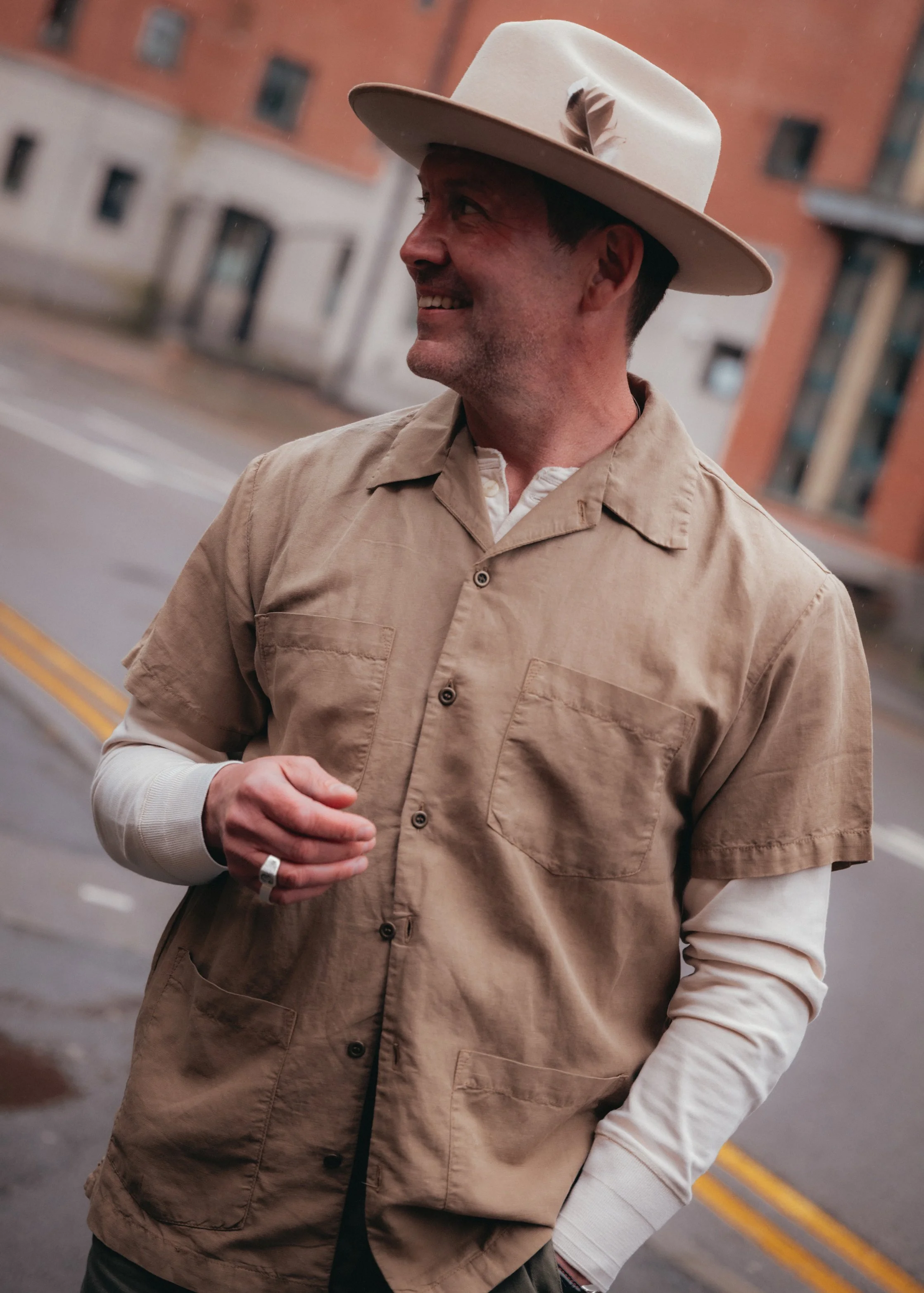 Short Sleeved Linen Jungle Fatigue Shirt