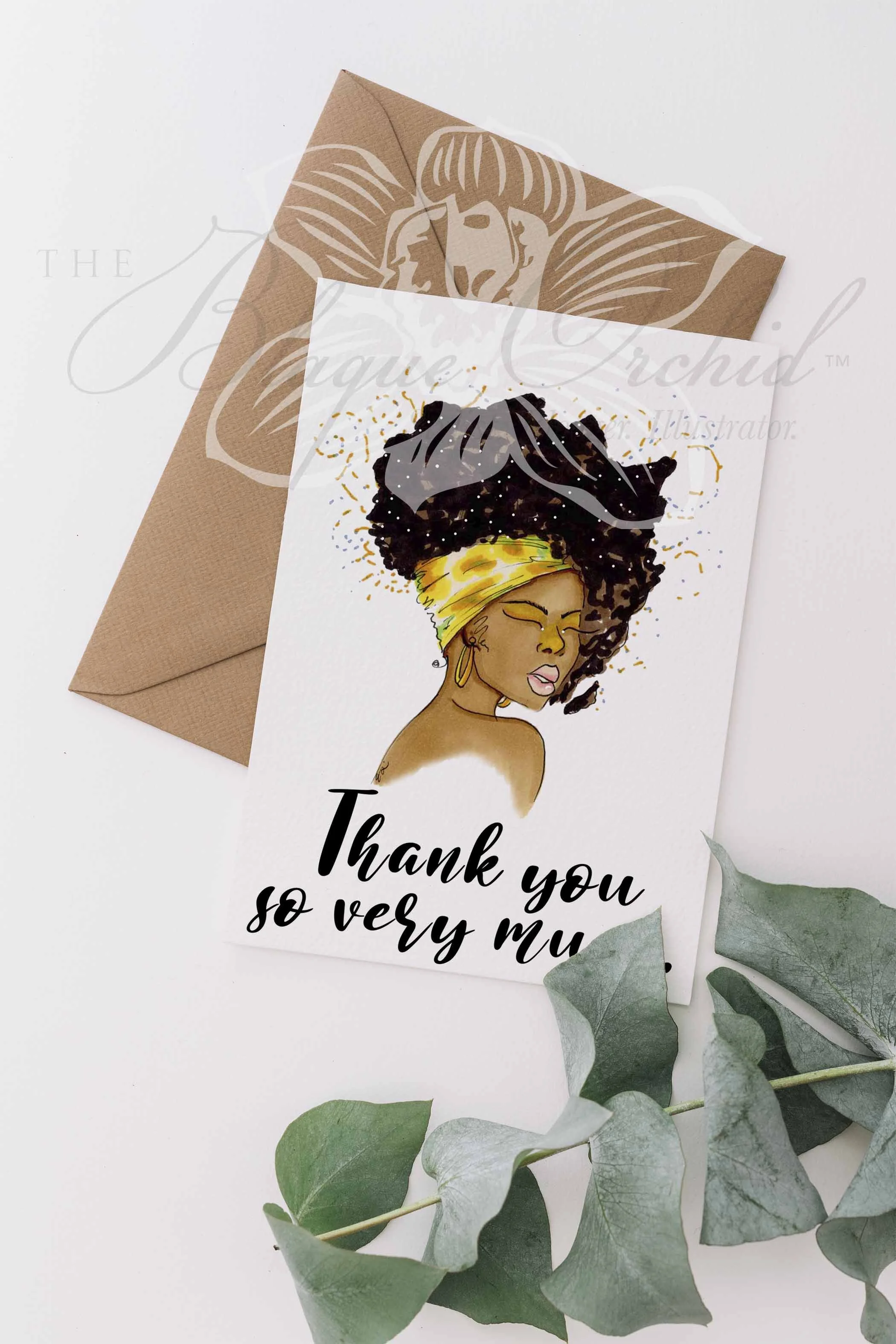 African American Thank You Card, 'Afro Thanks' by The Blaque Orchid