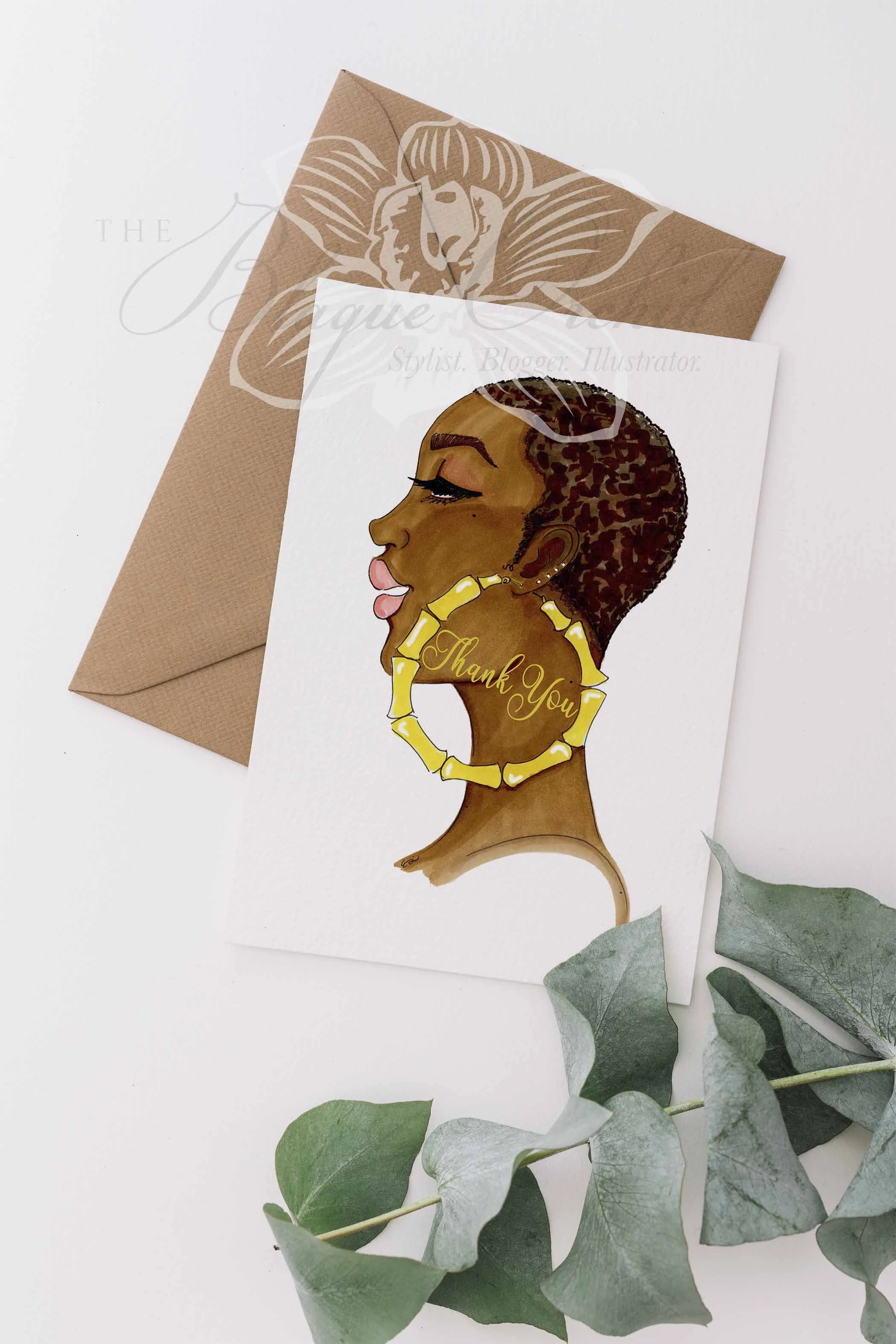 African American Thank You Card, 'Bamboo Thanks' by The Blaque Orchid