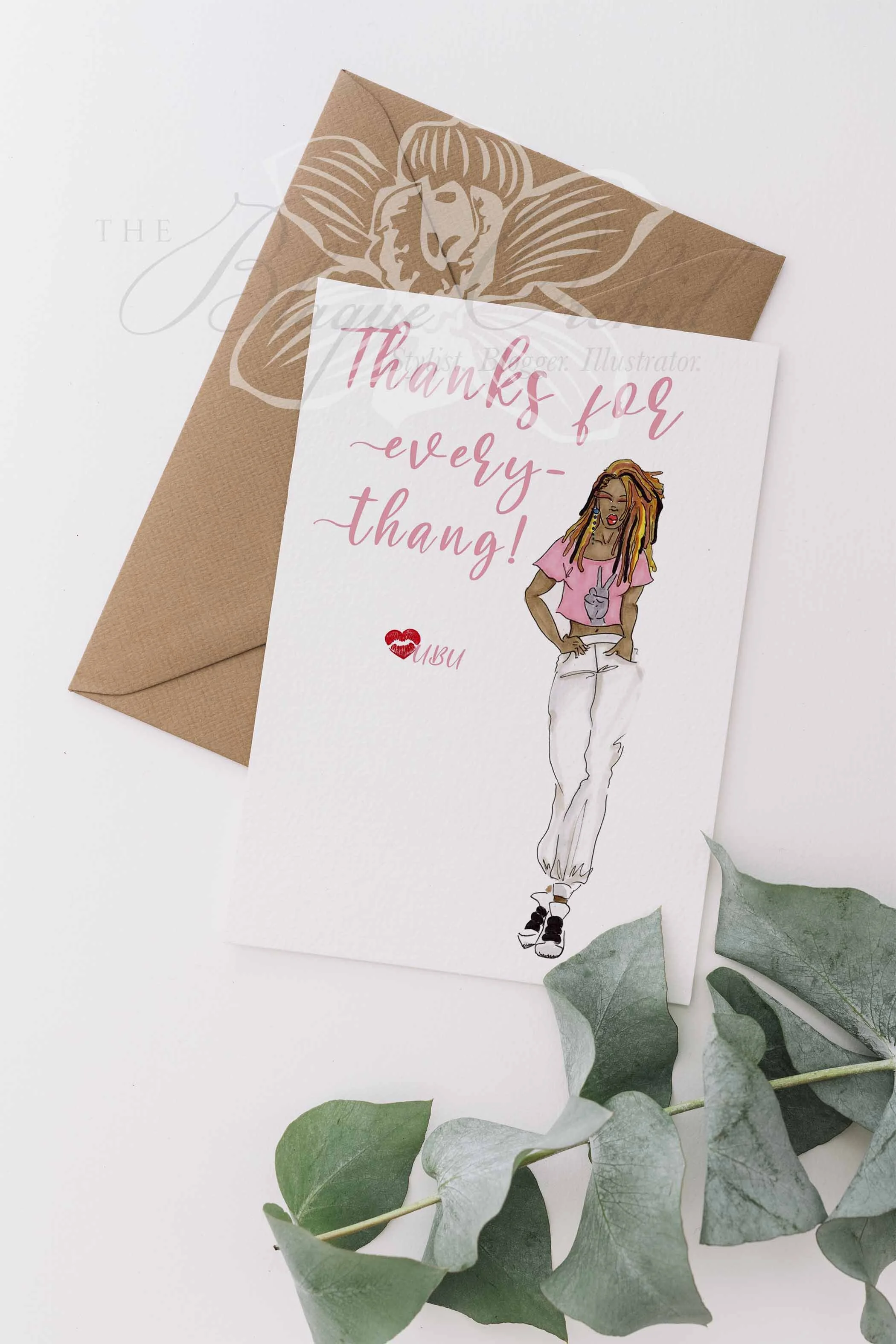 African American Thank You Card, 'Peace &amp; Thanks' by The Blaque Orchid
