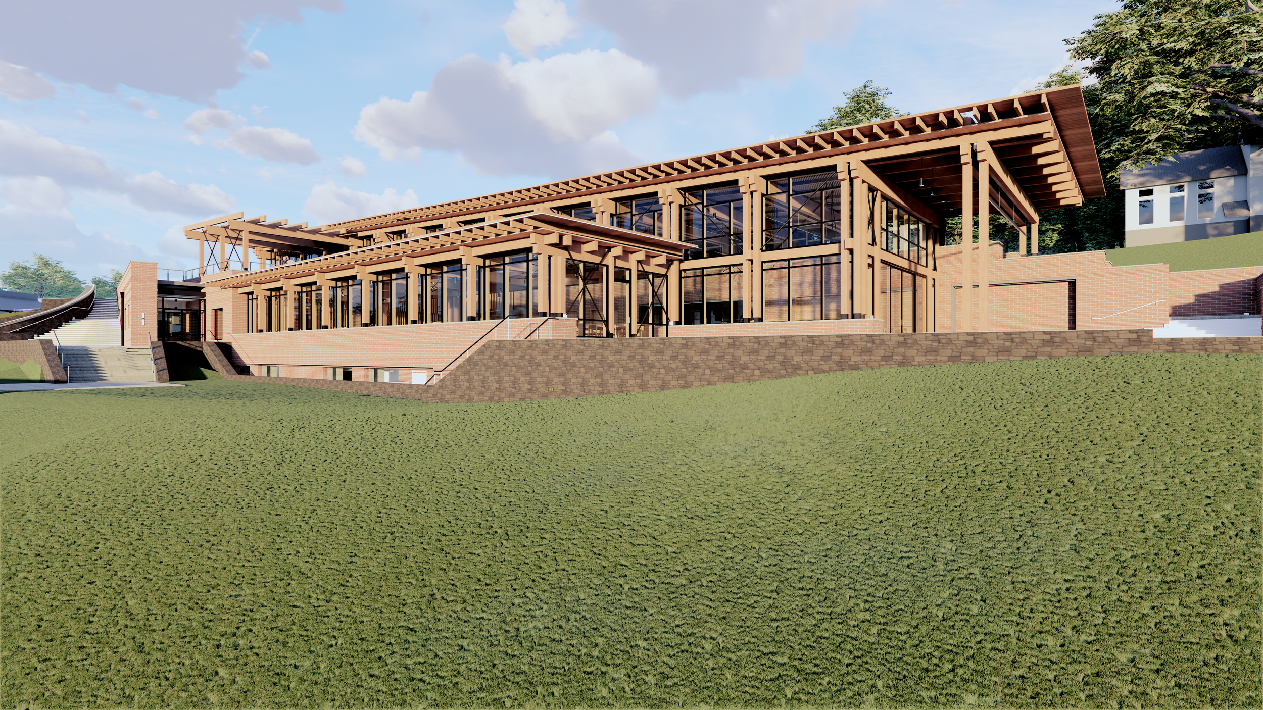 Dining Hall View from Southwest on Slope - enscape.png