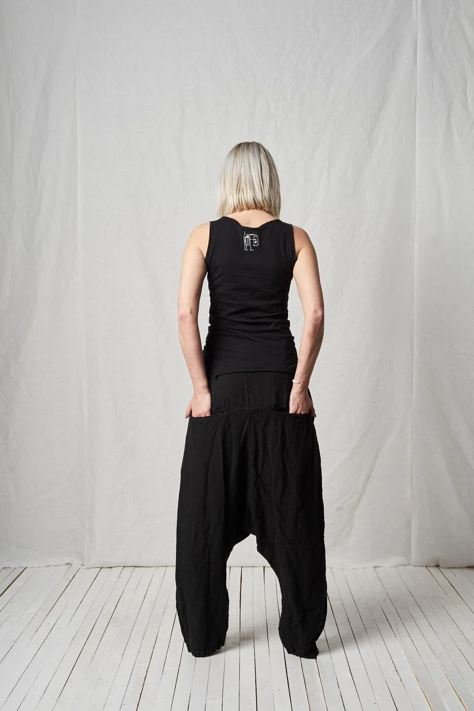 Wide Linen Trousers_black — PAL OFFNER