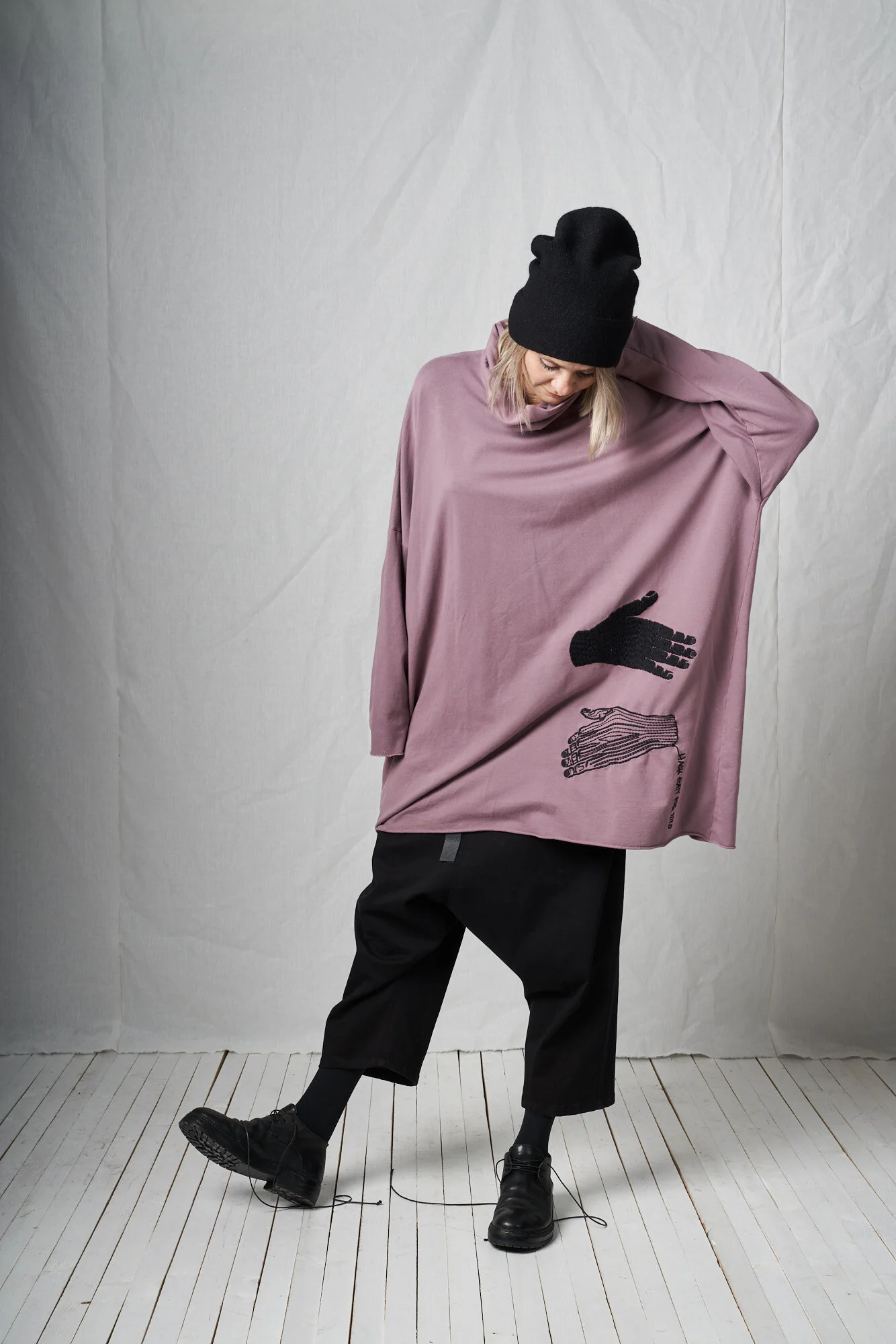 turtleneck sweat tunic_plum with 