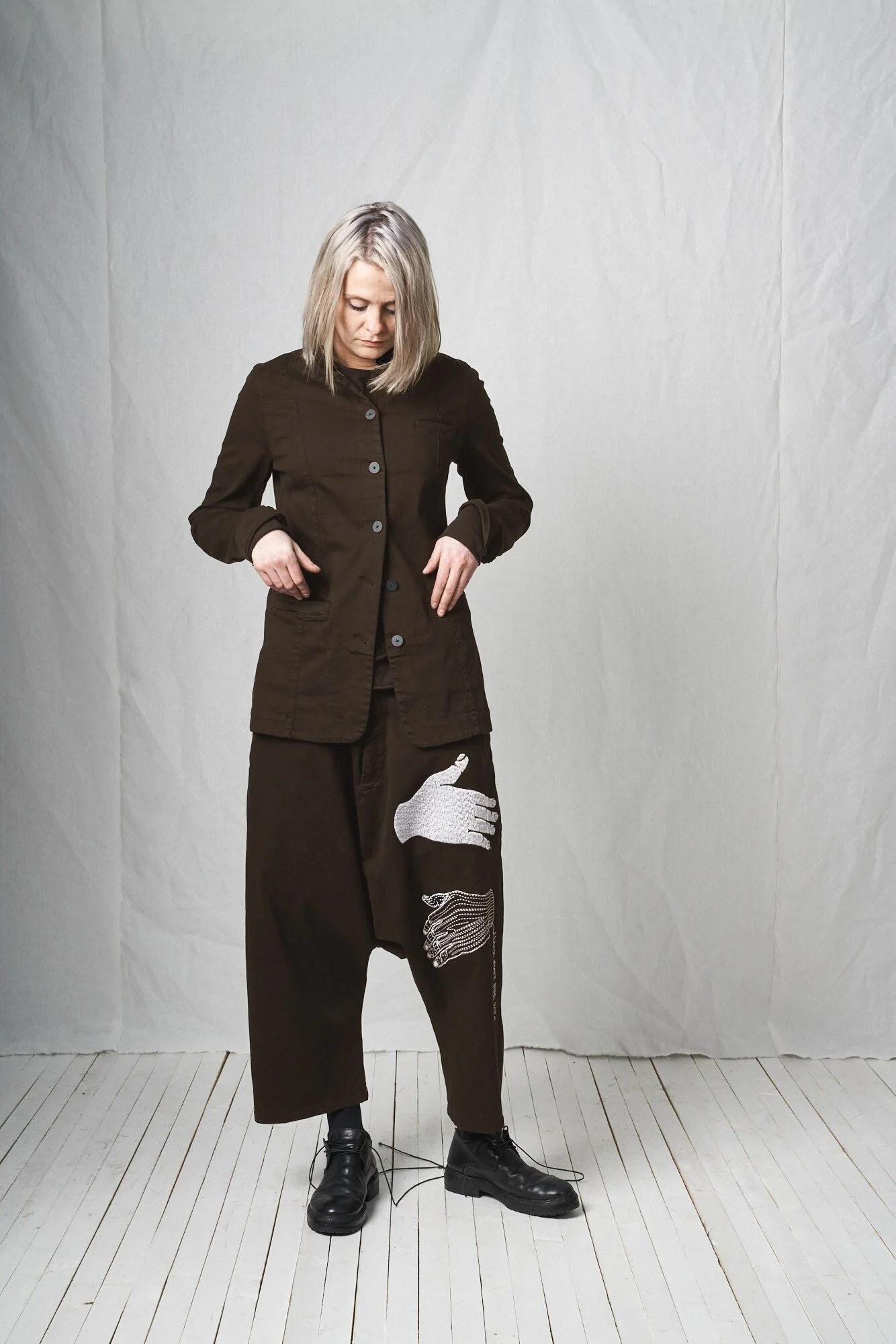 clean denim stretch jacket_chocolate 