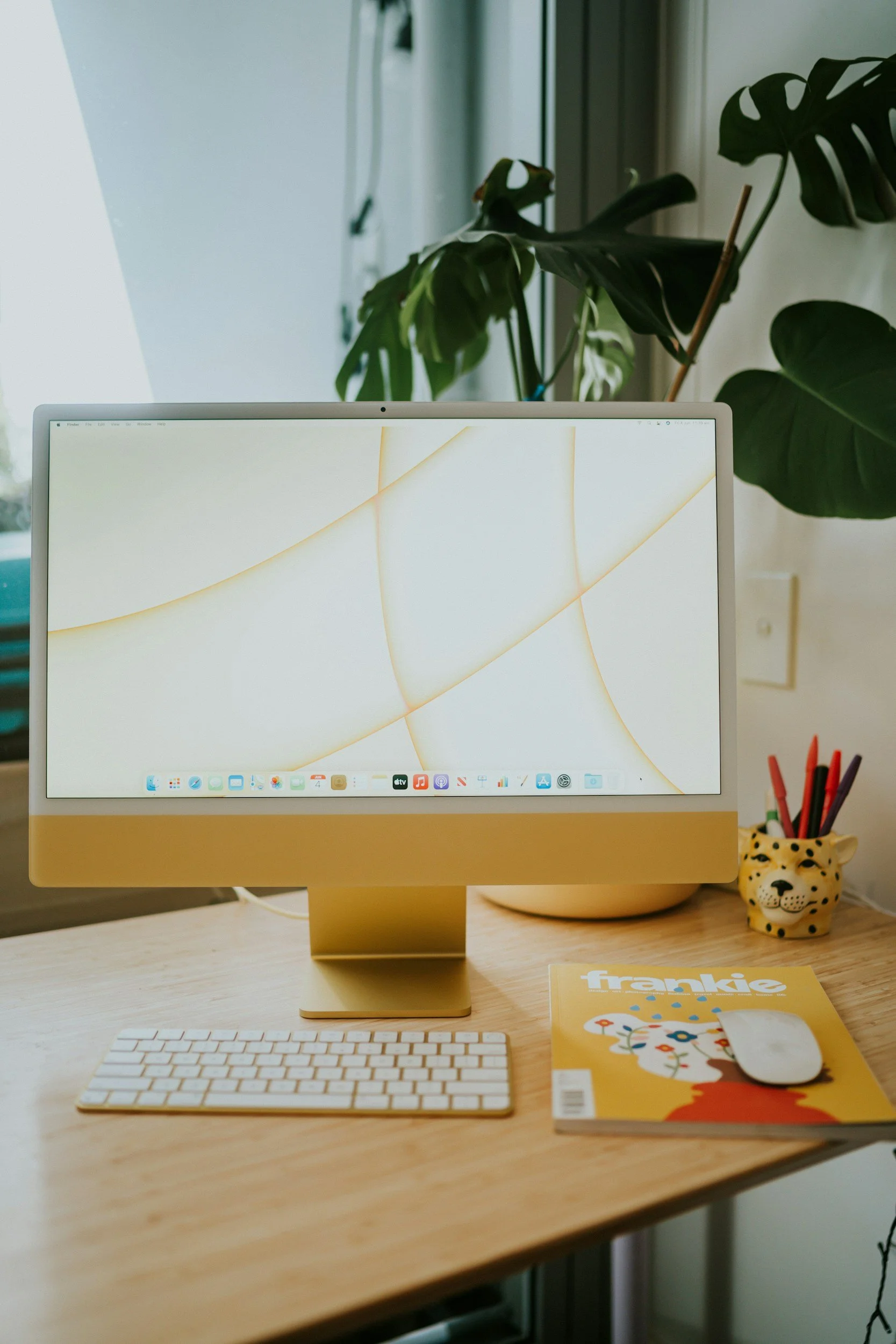 yellow imac computer