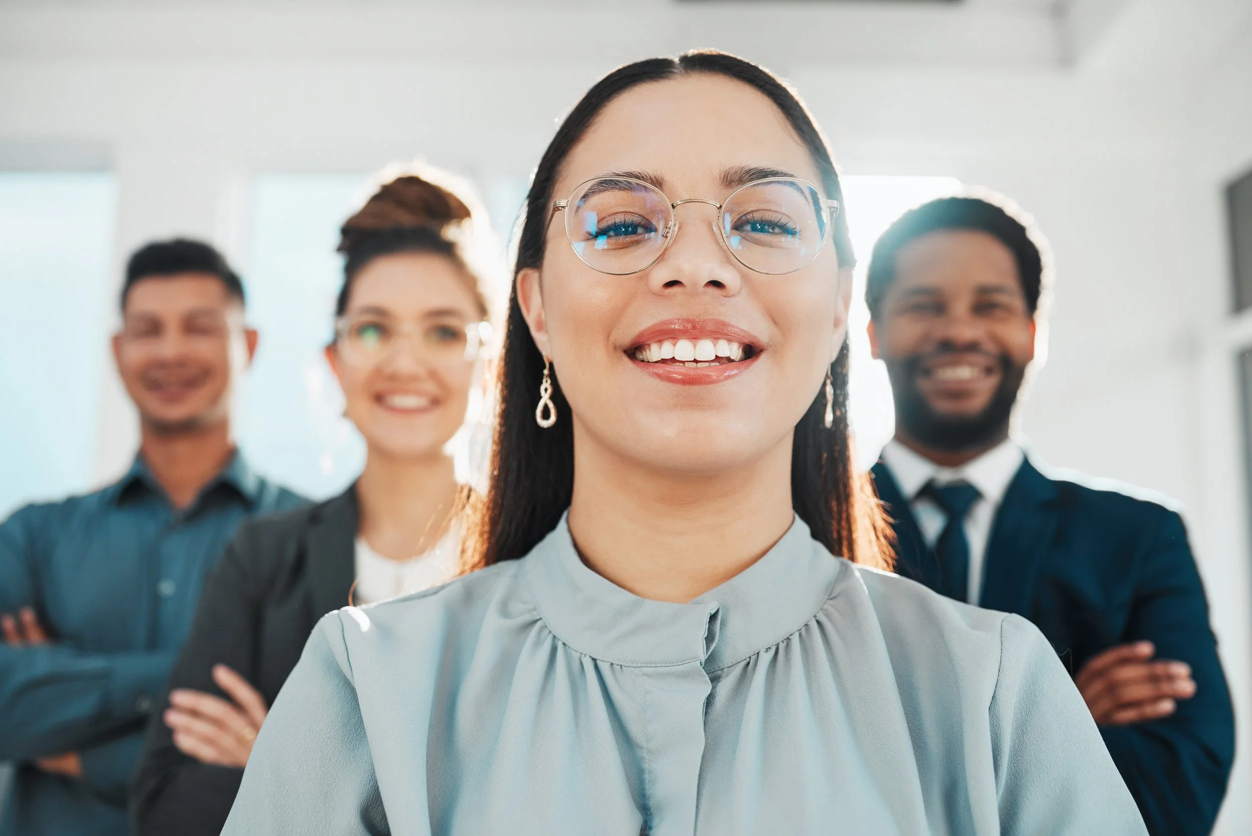 group of business people with clarity, looking forward