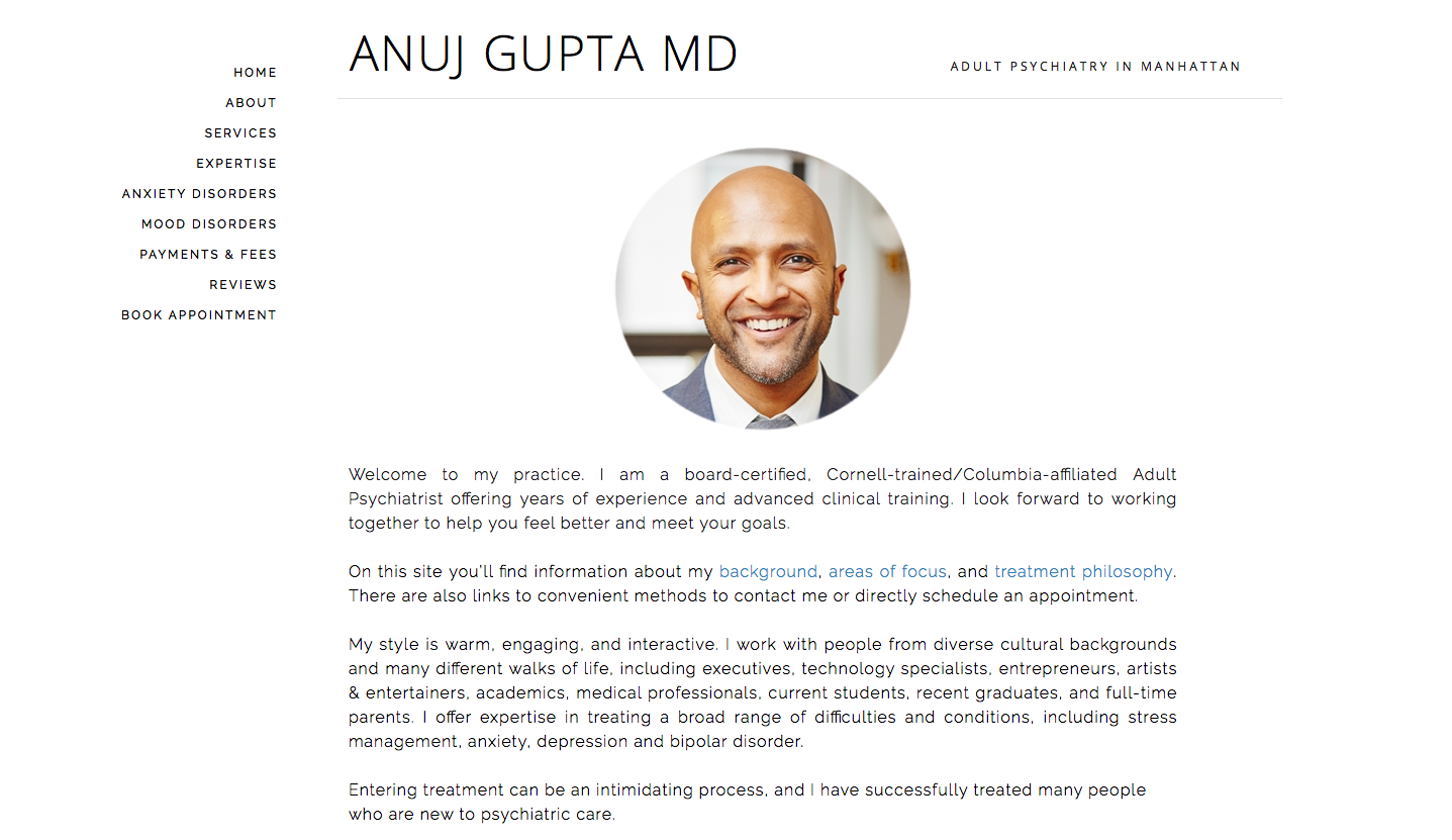 Anuj Gupta Psychiatry Website