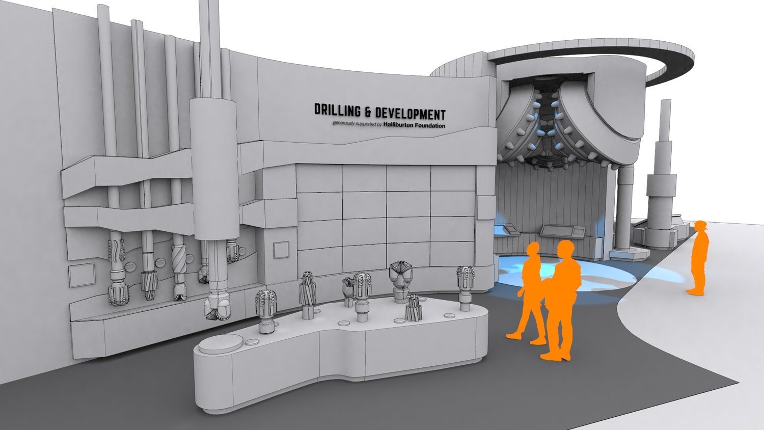 My 3D mockup for design development phase of this exhibit area