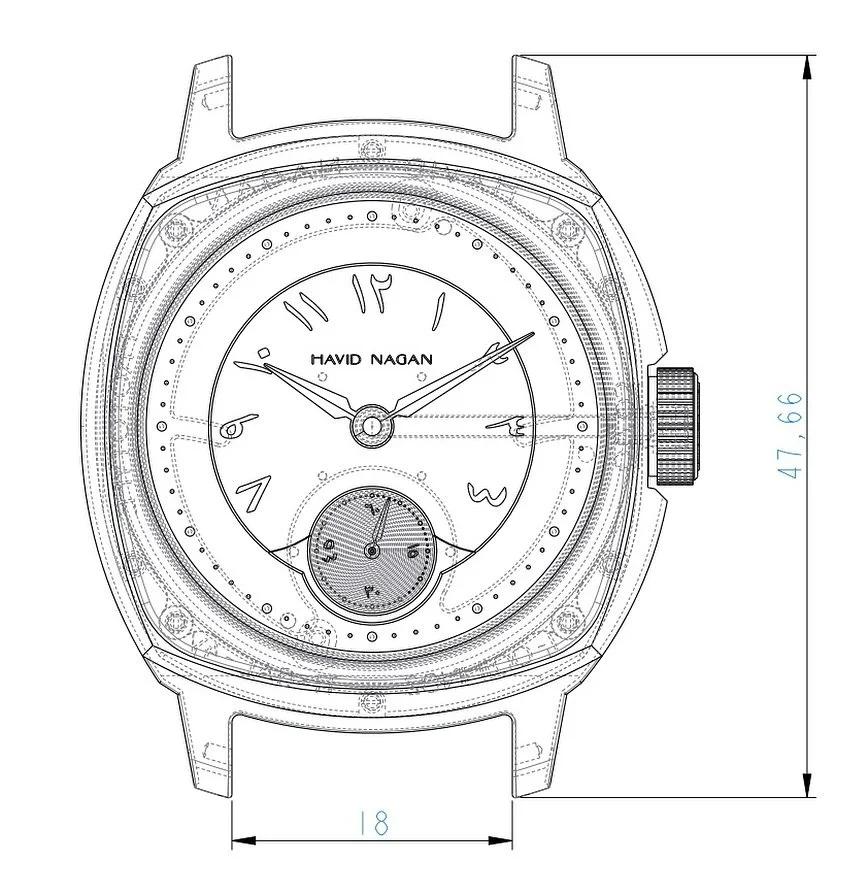 The HN02 Perp&eacute;tuel will be starkly different in dial and case material. The dial be of a precious metal variant while the case will be exotic in its construction. I won&rsquo;t give much away yet but the applied Eastern Arabic numerals will re