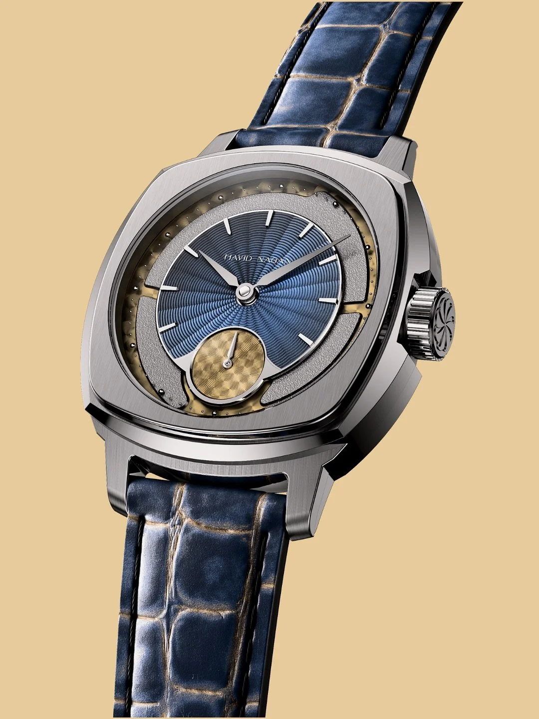 A 38mm diameter, 9mm height, 48mm lug to lug COSC chronometer in either a standard Grade-5 titanium or DLC treated case with brushed and polished finishes. 

The dial for the -02 is a visual novelty, a layer cake of various finishes and decorations. 