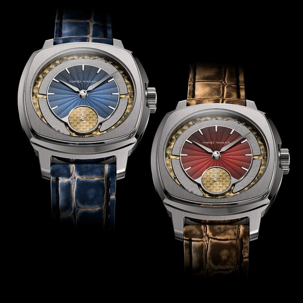 Presenting the HN02, a characteristic evolution of the HNxx series made only in 45 examples. Housed in a 38mm diameter Grade-5 titanium case, the watch is an idealistic expression of the Havid Nagan cushion case made more elegant. While key character