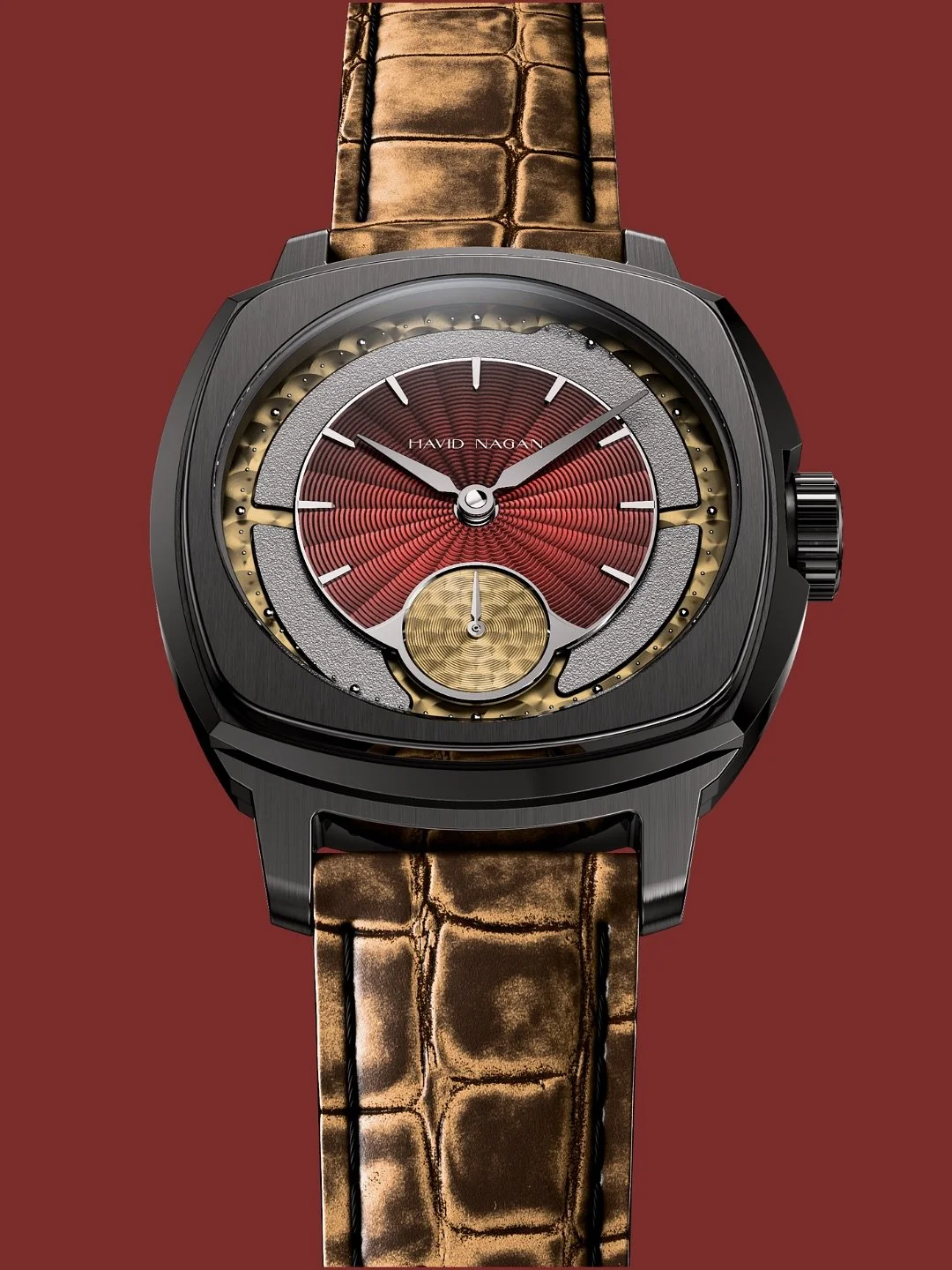 Collectors may choose from two dial variations of the HN02 - Ember and Azure, both of which are executed in a flinqu&eacute; enamel dial fired in a grand feu oven. The dial is a visual novelty, a &ldquo;layer cake&rdquo; of differently finished and d