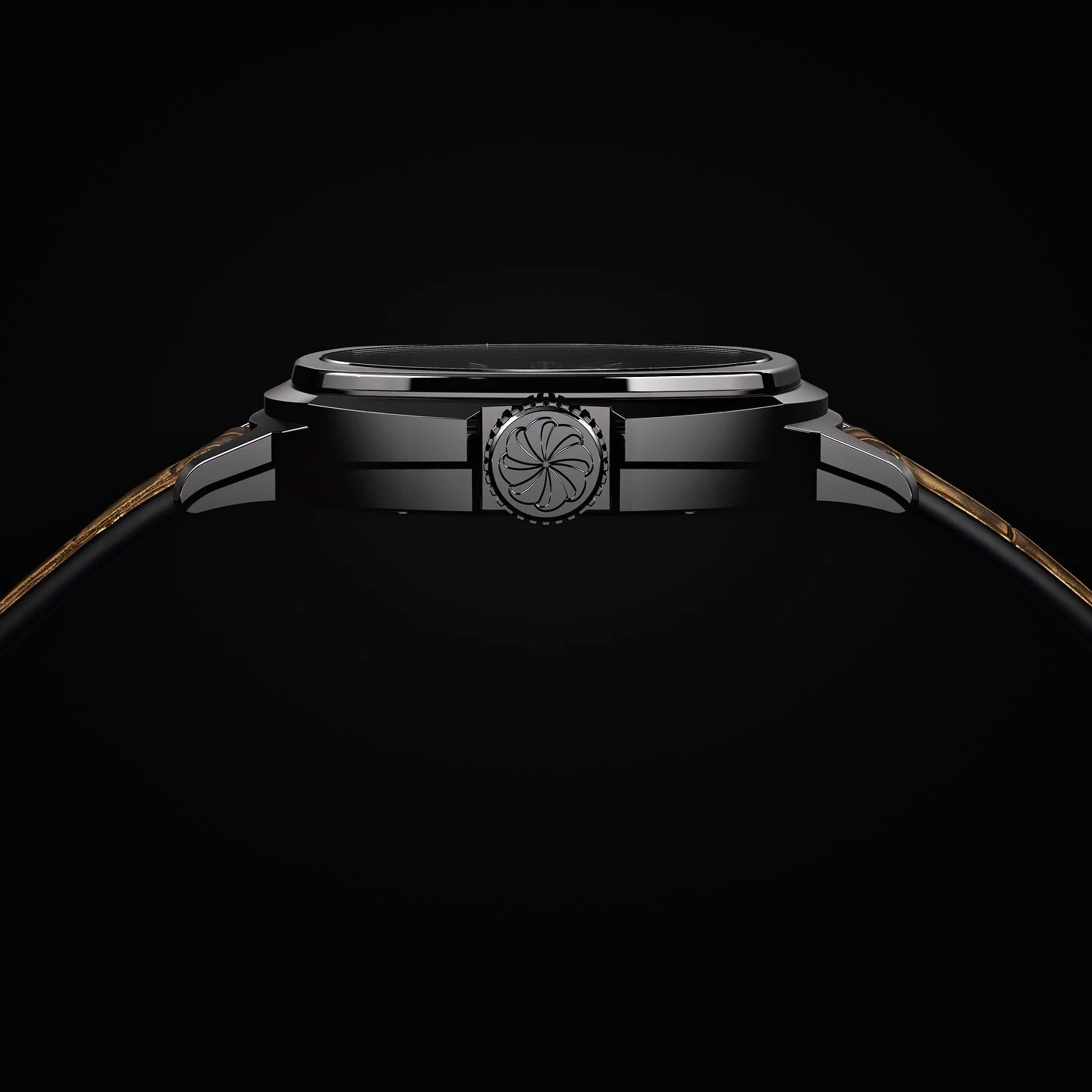 The HN02 is substantial evolution of the HNxx cushion case. It has been substantially reduced in size and fit to 38mm in diameter, 9mm in height, and 48mm lug to lug. Notably, the curved caseback has been flattened on the -02 as the idea for the watc
