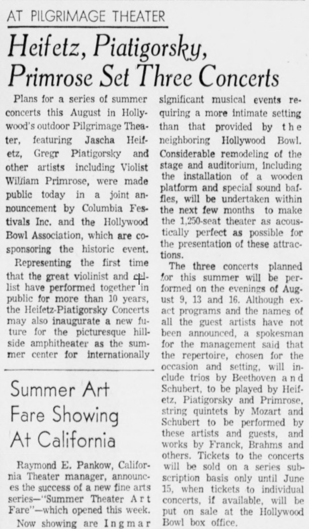 1961 Heifetz-Piatigorsky Concerts announcement.png