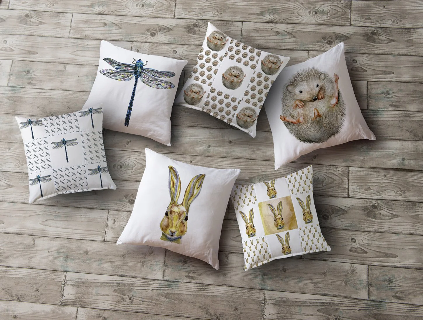 A selection of cushions with british wildlife on (Copy)