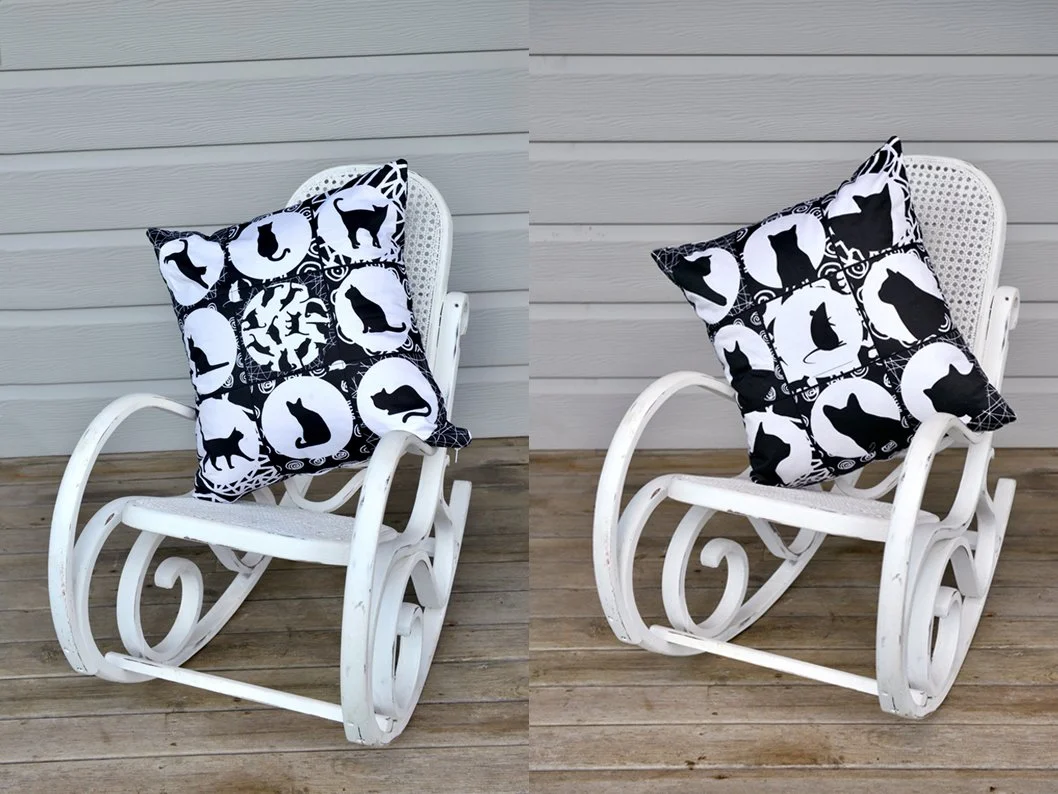 Black cat fabric cushion panels by Shute Lane fabric (Copy)