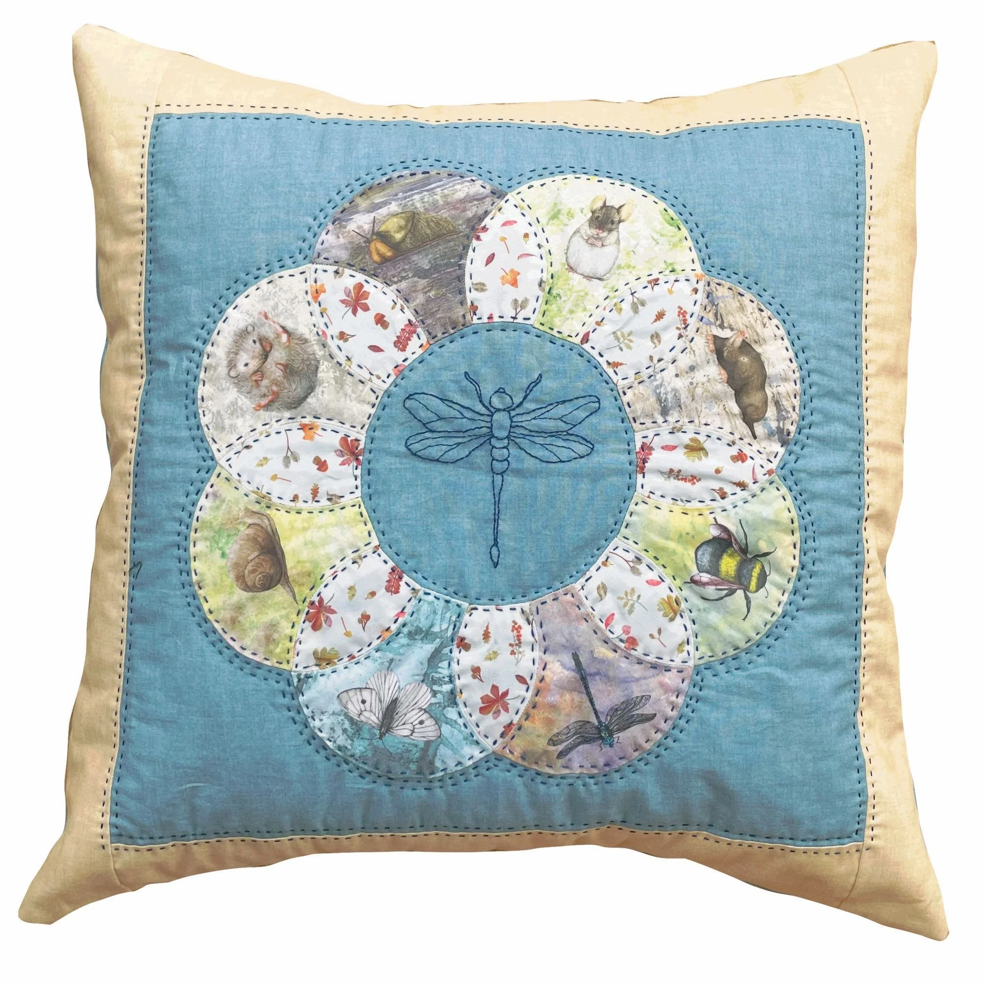 PRE ORDER NOW! Clamshell EPP Flower Cushion Kit Shute Lane's Garden Wildlife - curved English Paper-piecing (EPP)