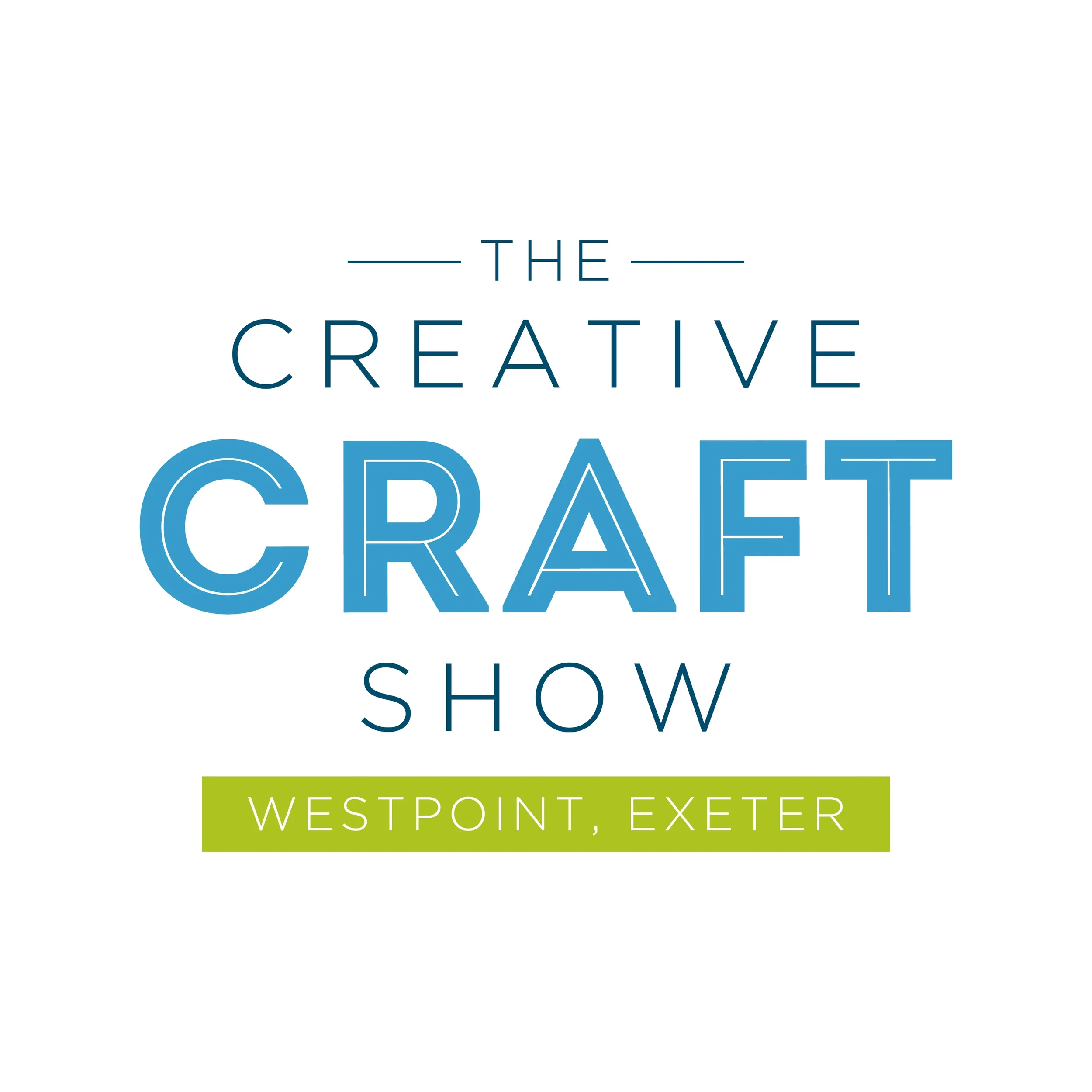 Text on a white background reading 'The Creative Craft Show' with a subheading 'Westpoint Exeter' in a green box.